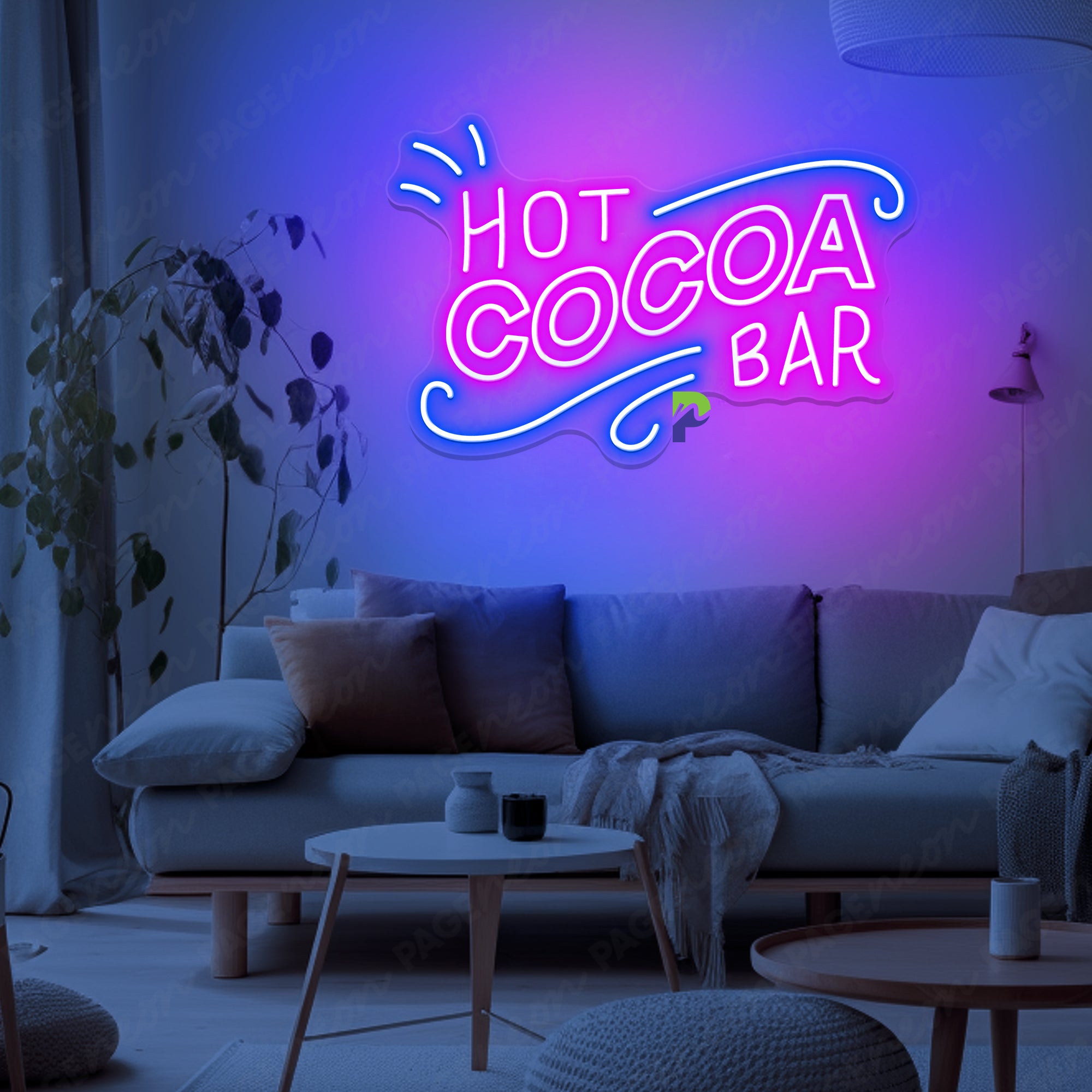 Hot Cocoa Bar Neon Sign Art Word Led Light For Cafe