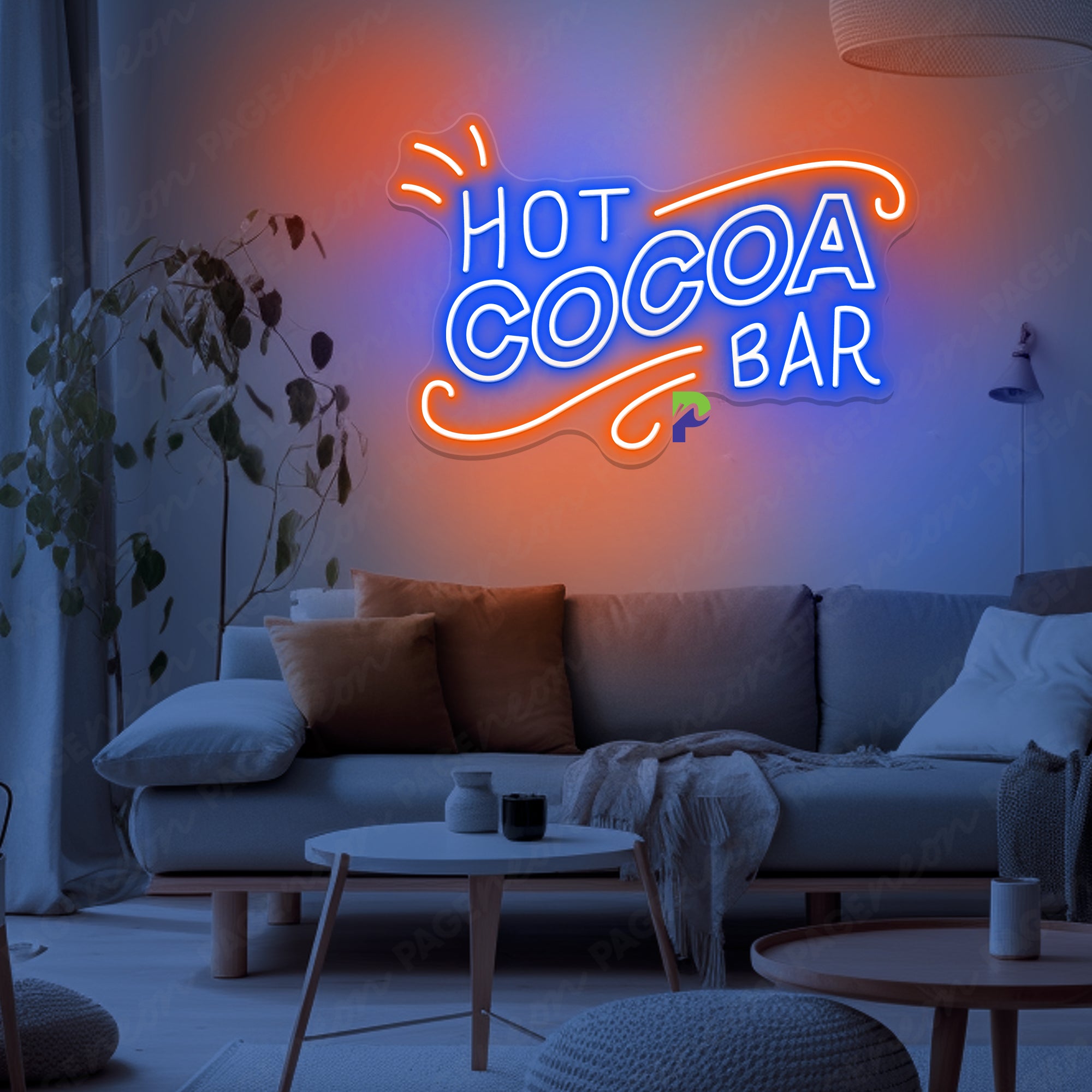 Hot Cocoa Bar Neon Sign Art Word Led Light For Cafe