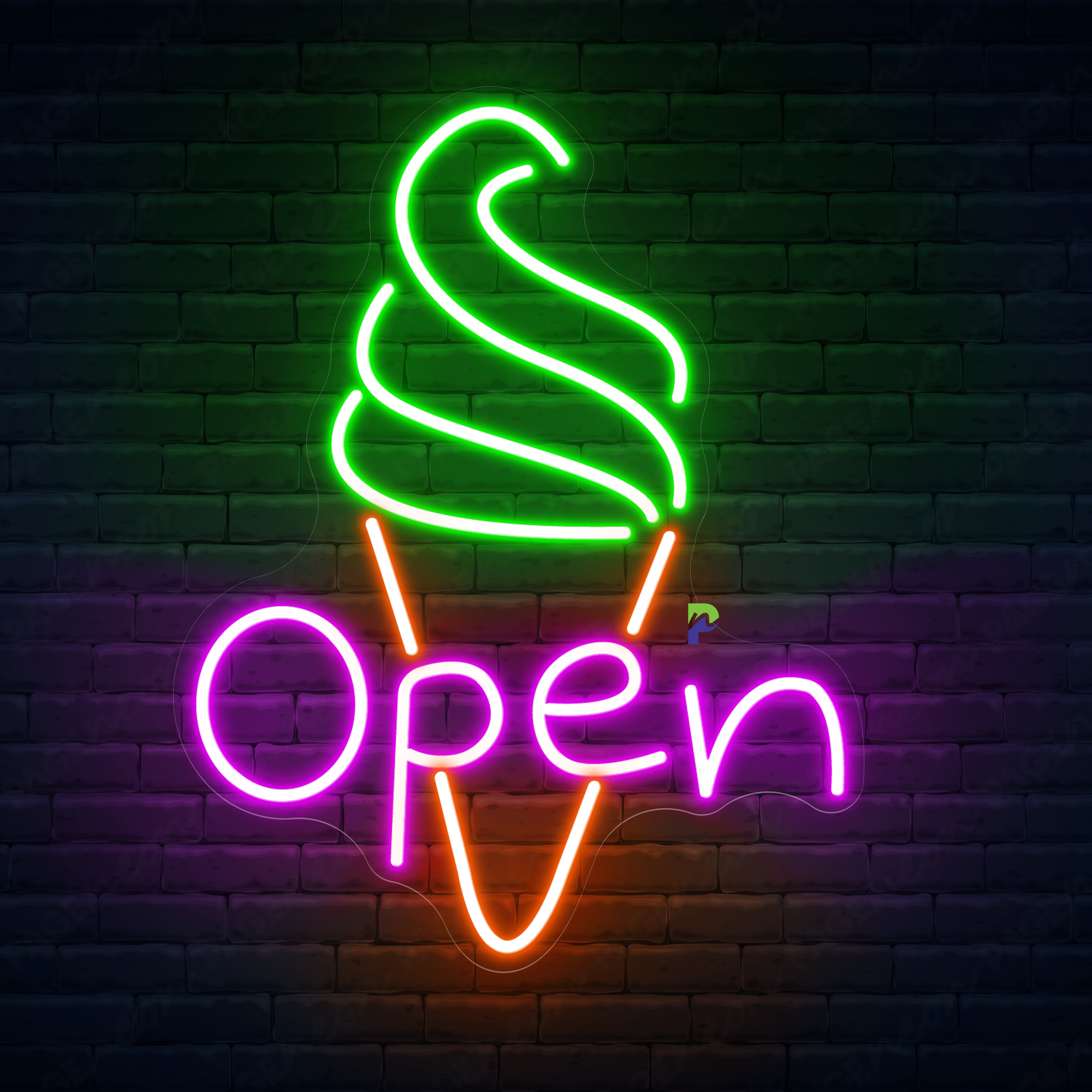 Ice Cream Neon Sign Business Open Led Light