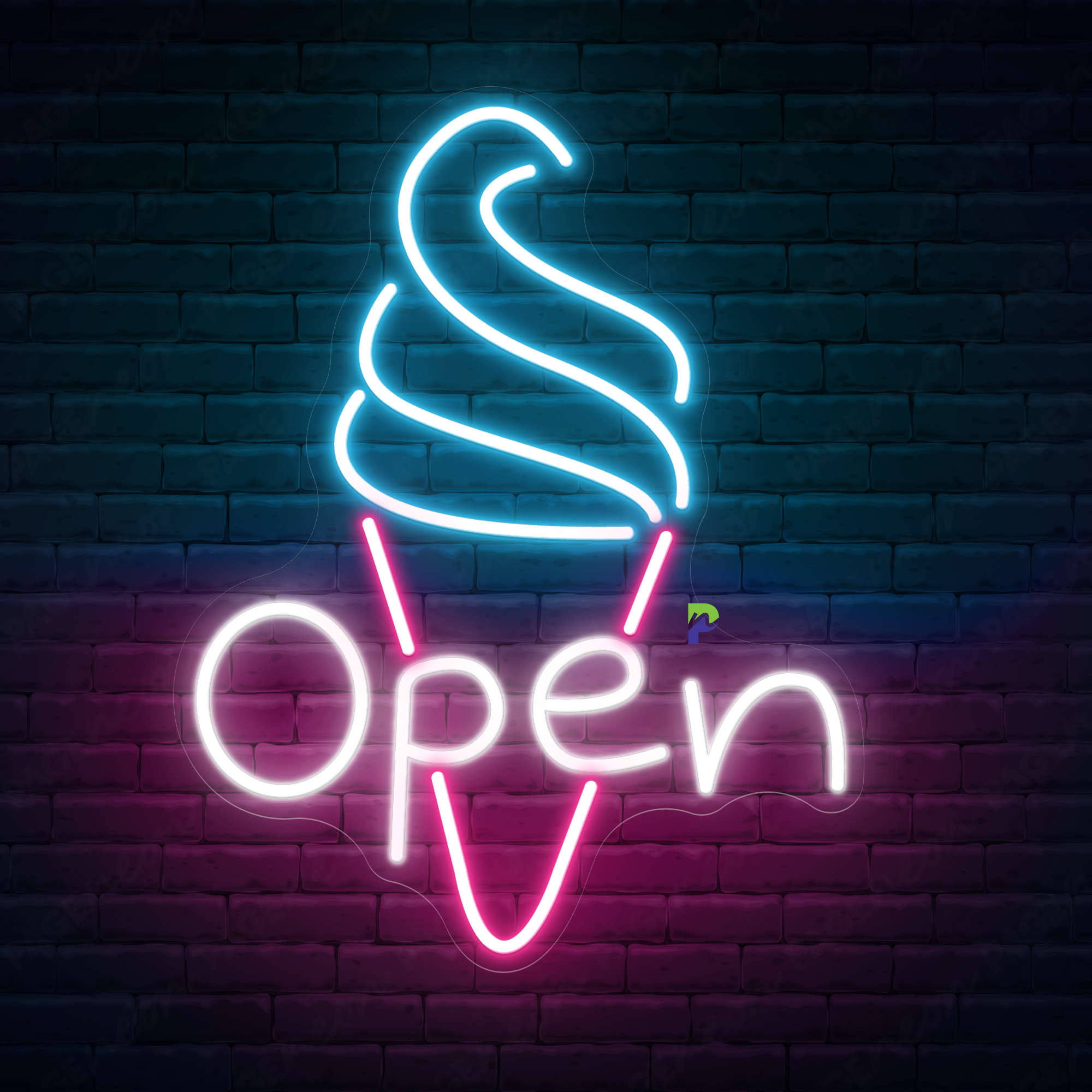 Ice Cream Neon Sign Business Open Led Light