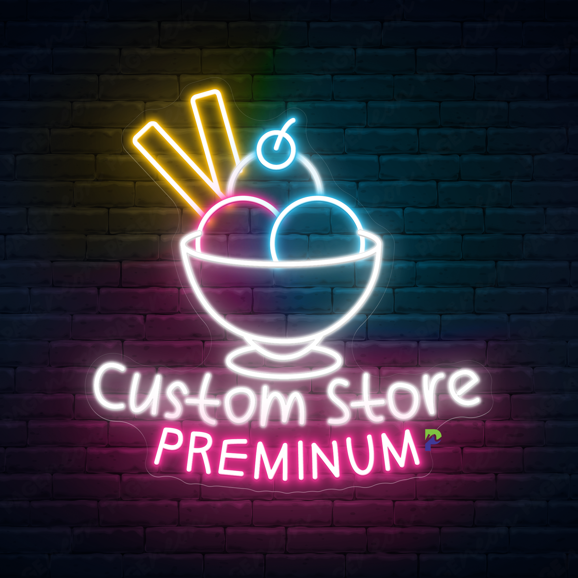 Ice Cream Neon Sign Custom Shop Name Led Light