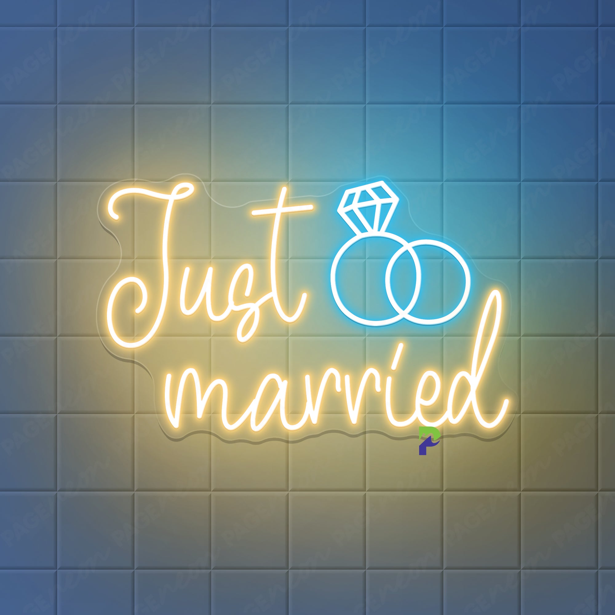 Just Married Neon Sign Diamond Ring Led Light For Wedding