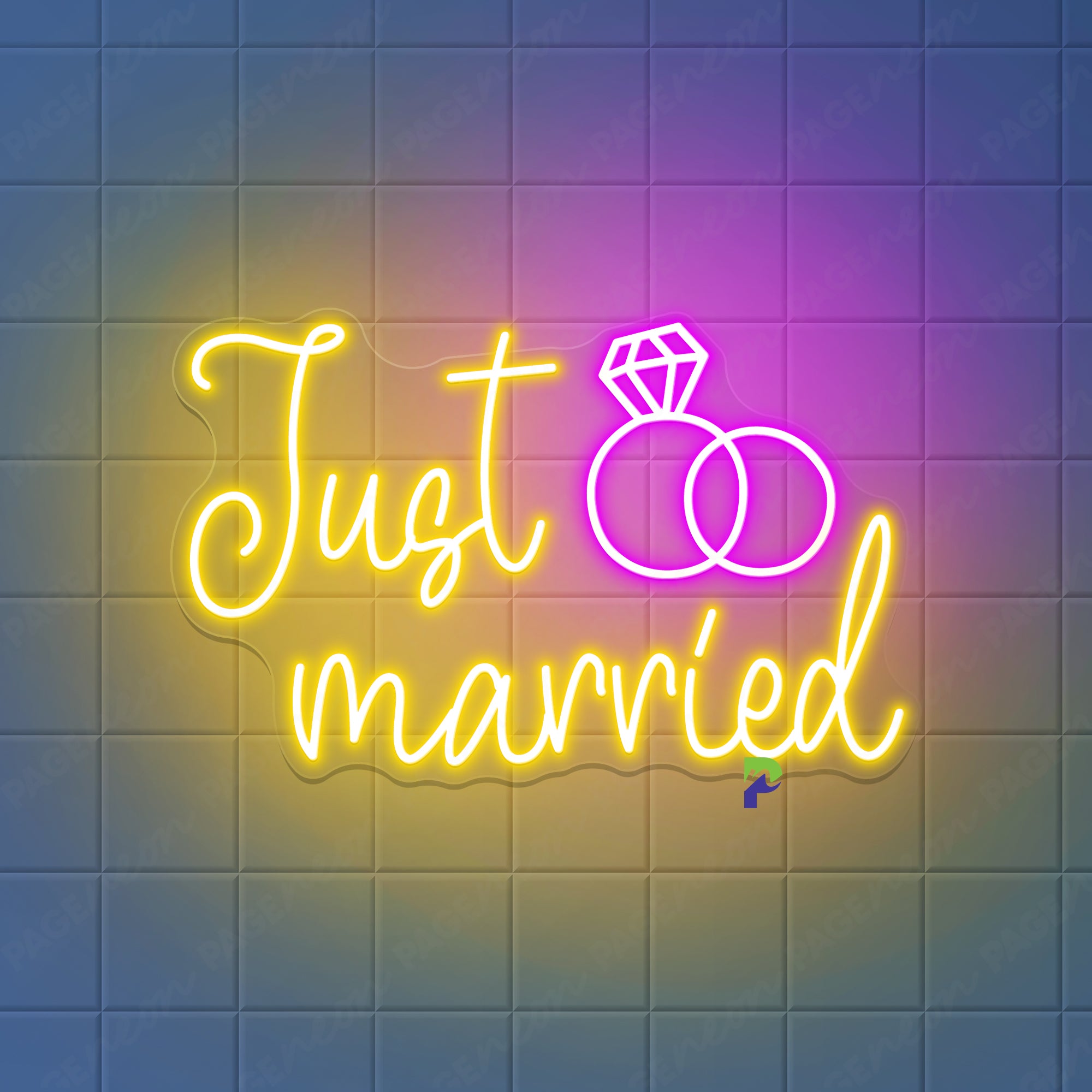 Just Married Neon Sign Diamond Ring Led Light For Wedding