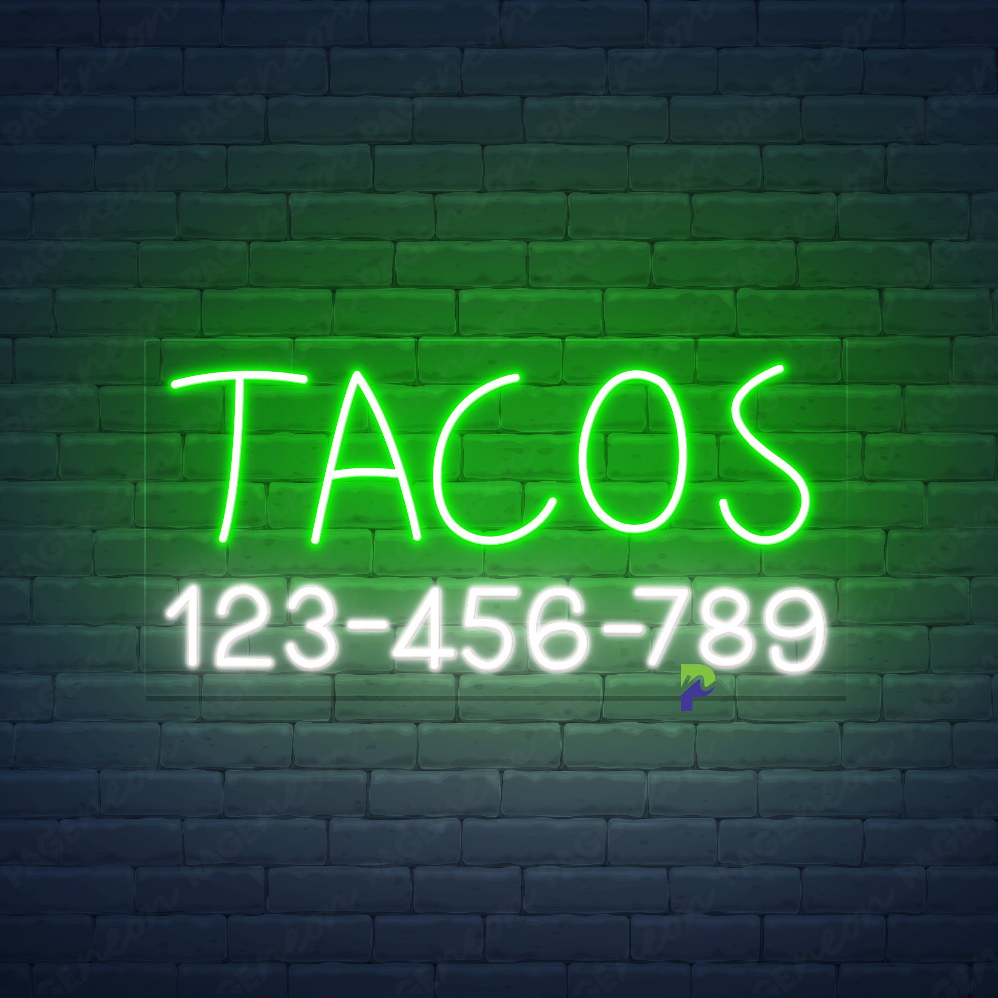 Tacos Neon Sign Custom Phone Number Led Light