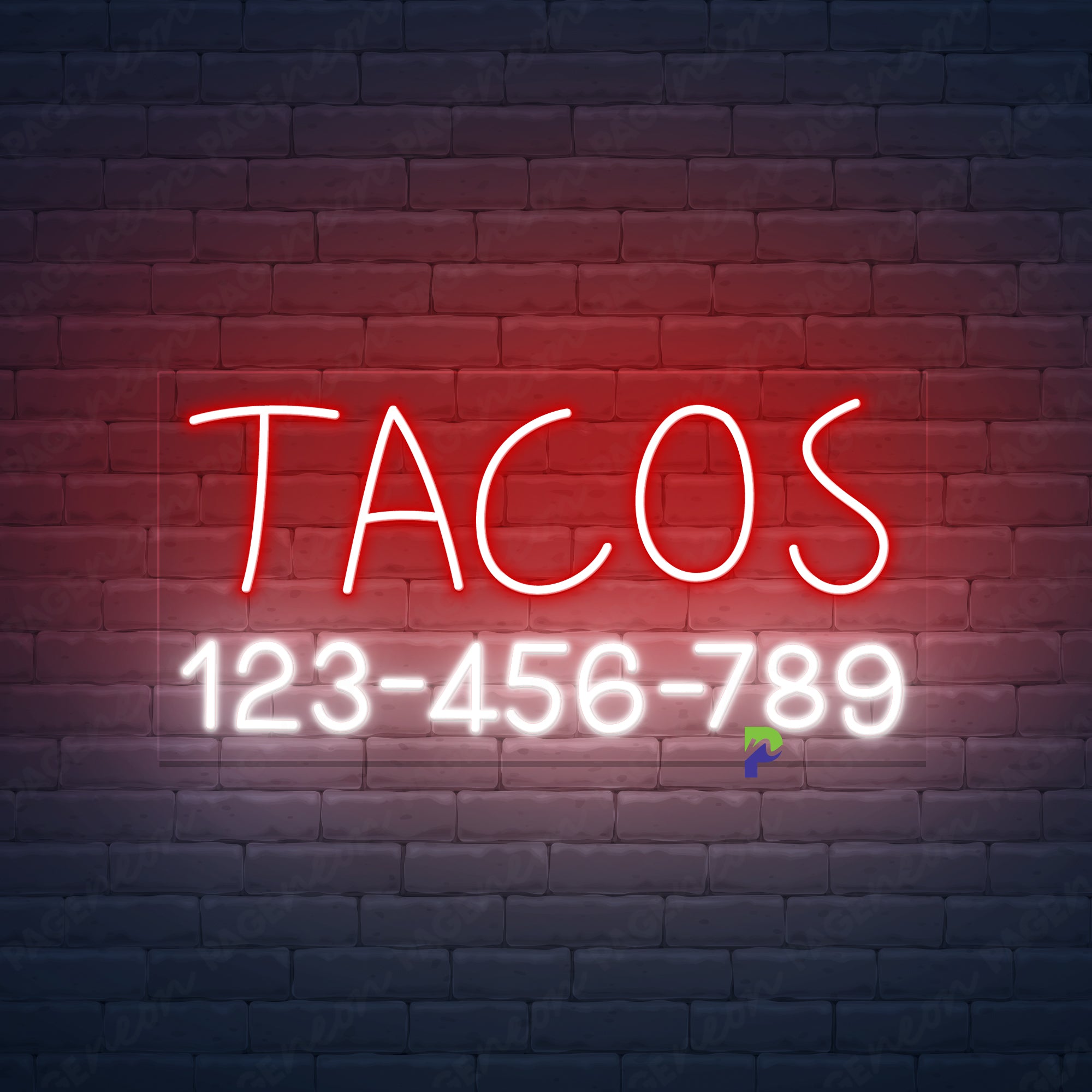 Tacos Neon Sign Custom Phone Number Led Light