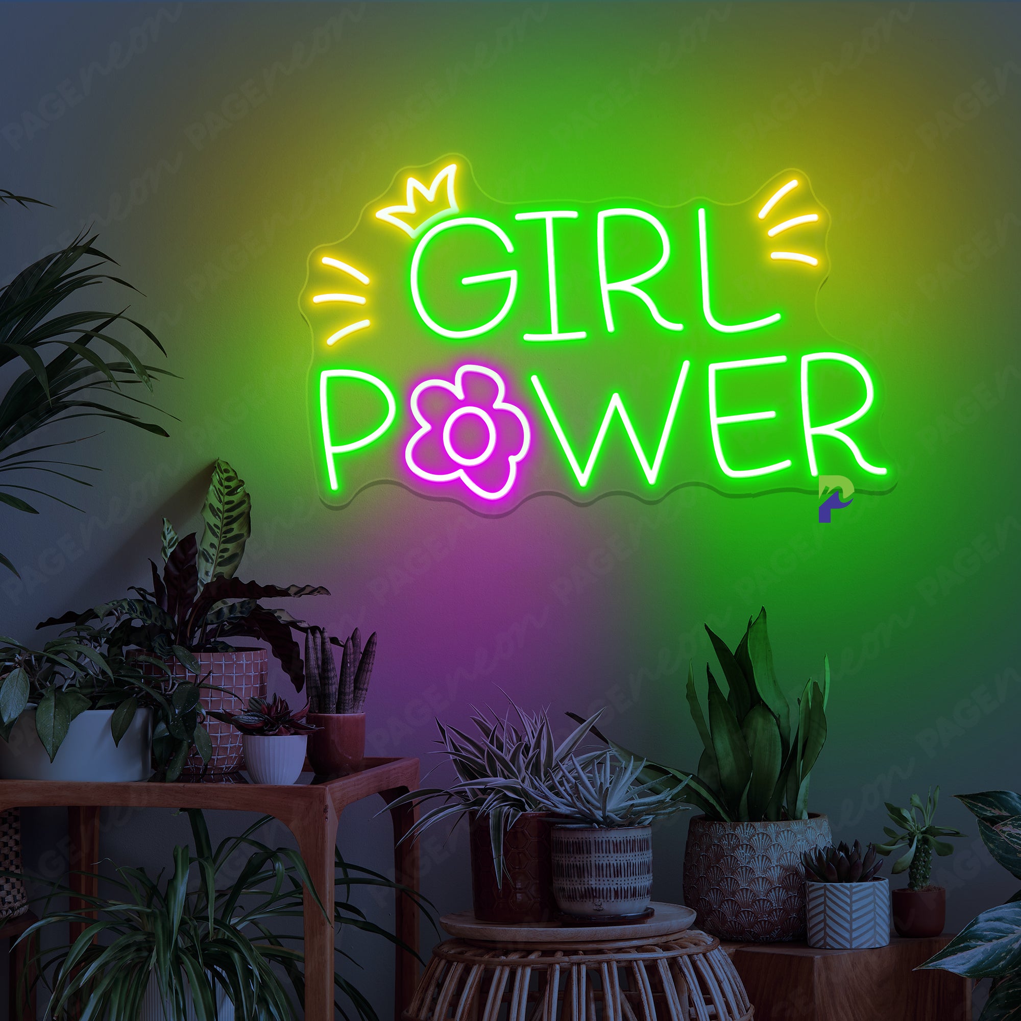 Neon Girl Power Sign Flower Vibe Led Light