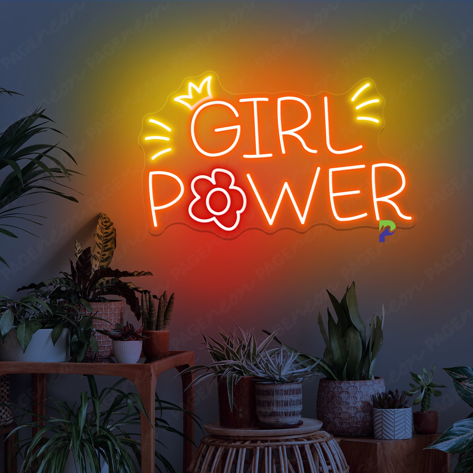 Neon Girl Power Sign Flower Vibe Led Light