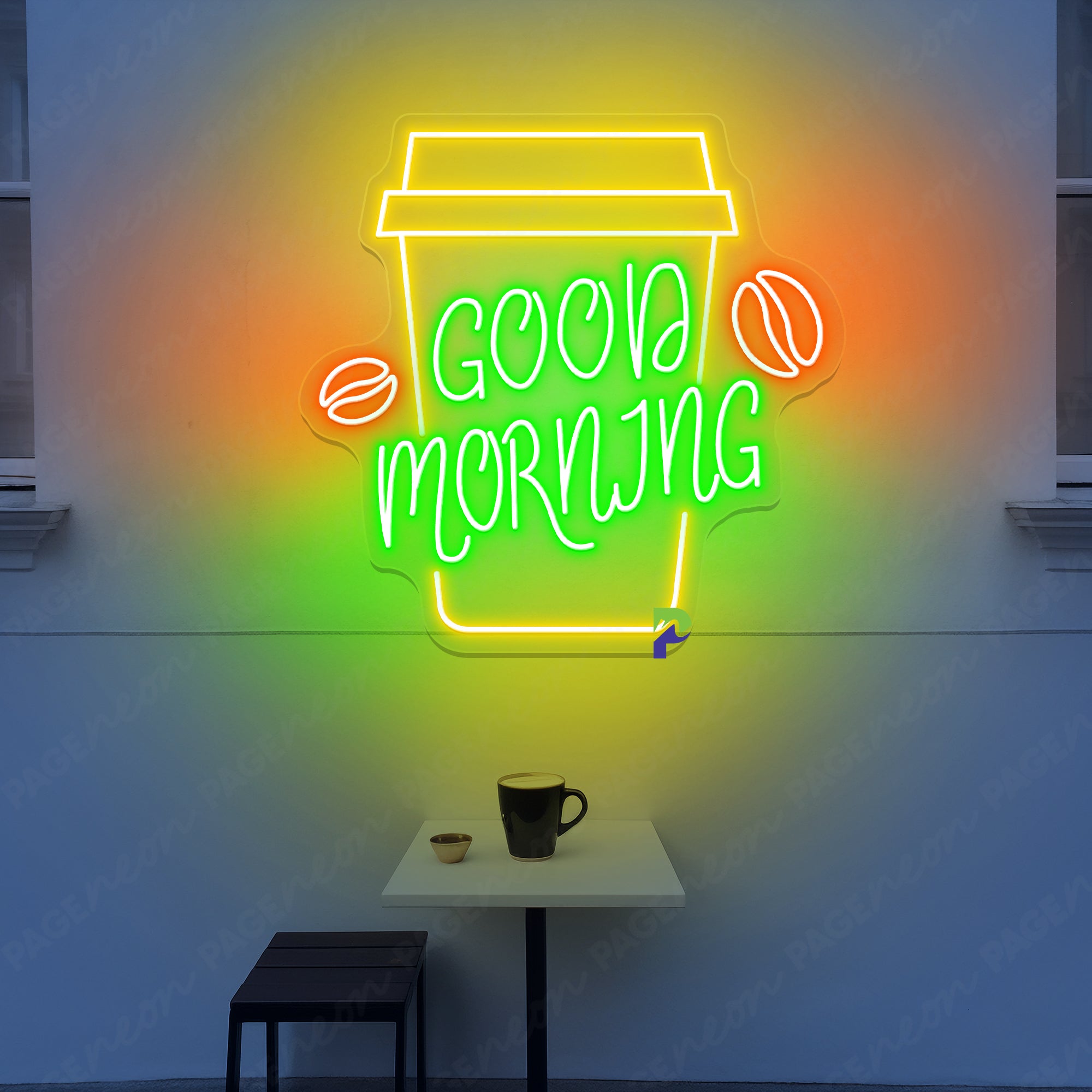 Neon Good Morning Sign Coffee Cup Led Light