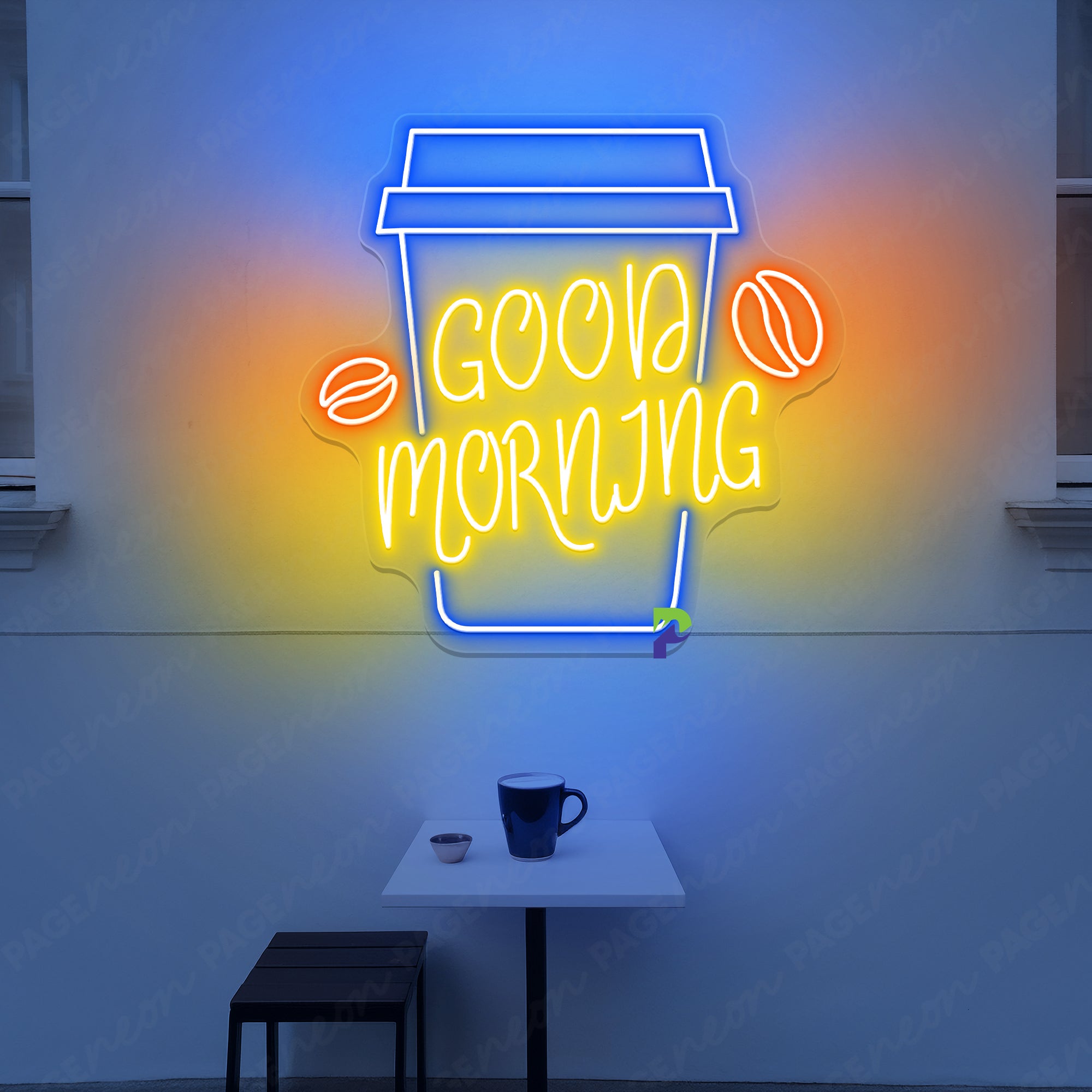 Neon Good Morning Sign Coffee Cup Led Light