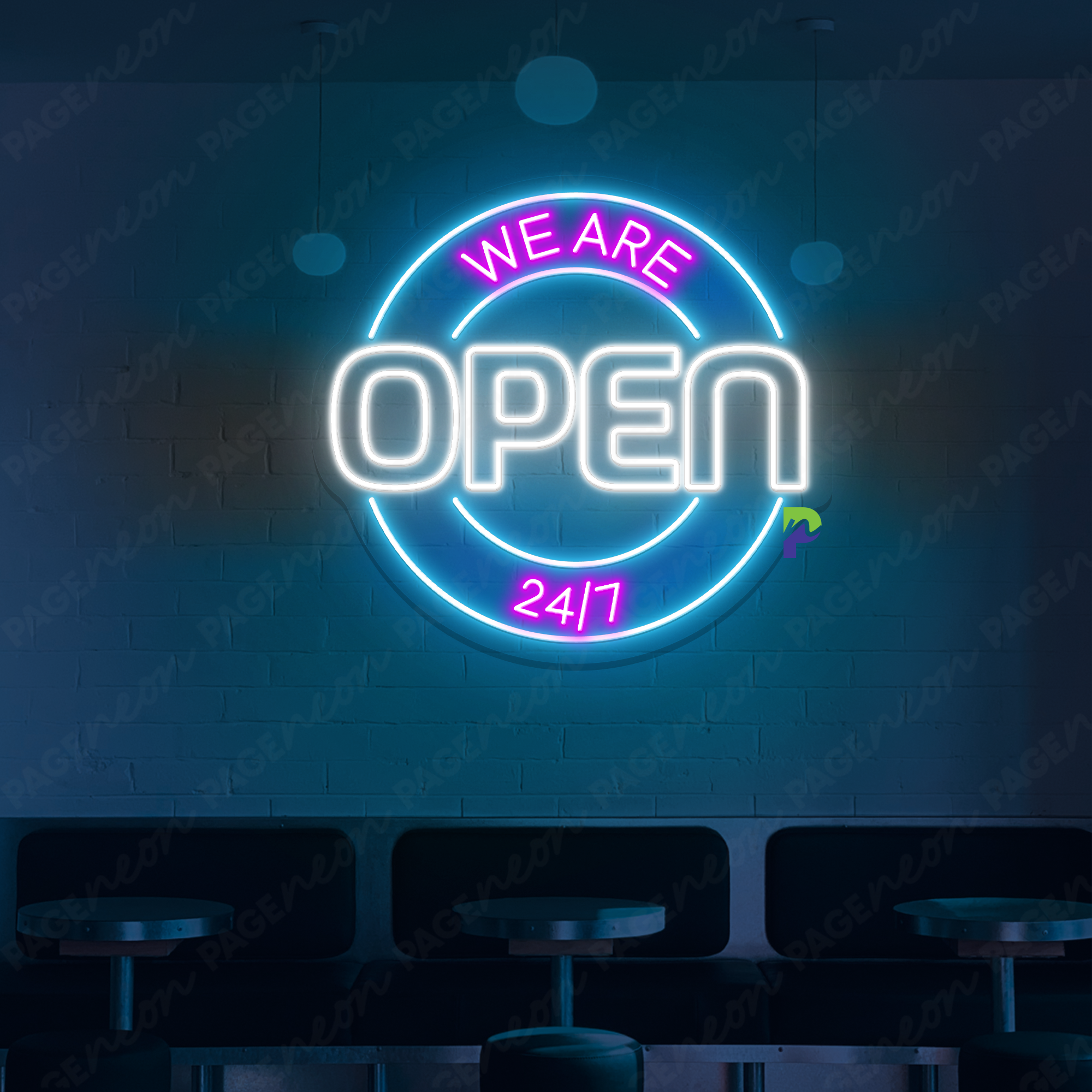Neon Open 24 Hours Sign Business Led Light