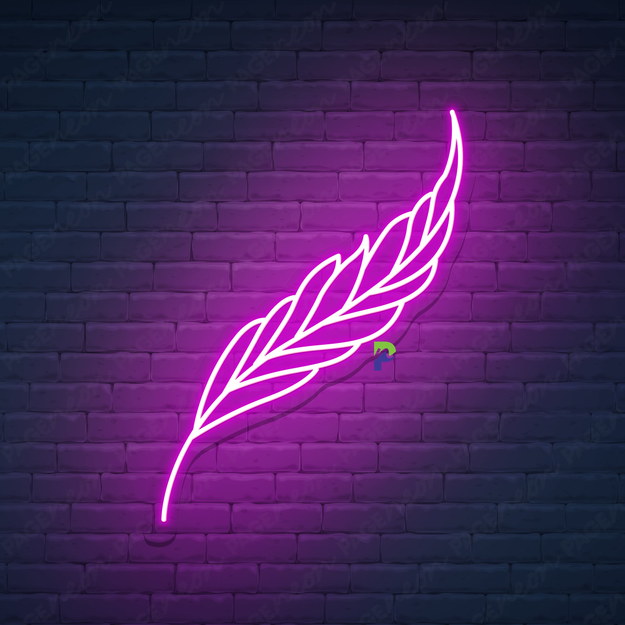 Neon Pink Feather Sign Art Led Light