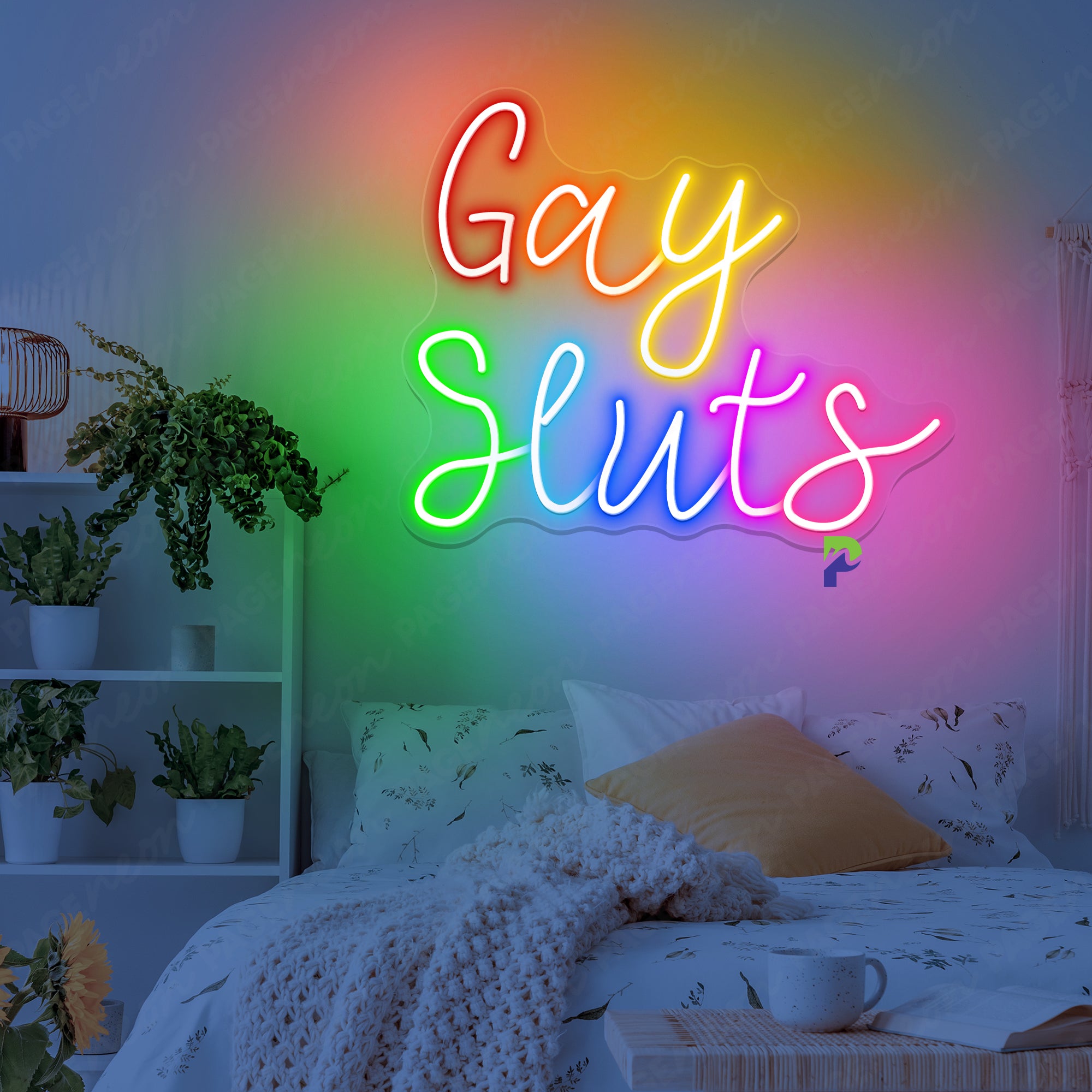 Neon Sign Gay Sluts Rainbow Word Led Light