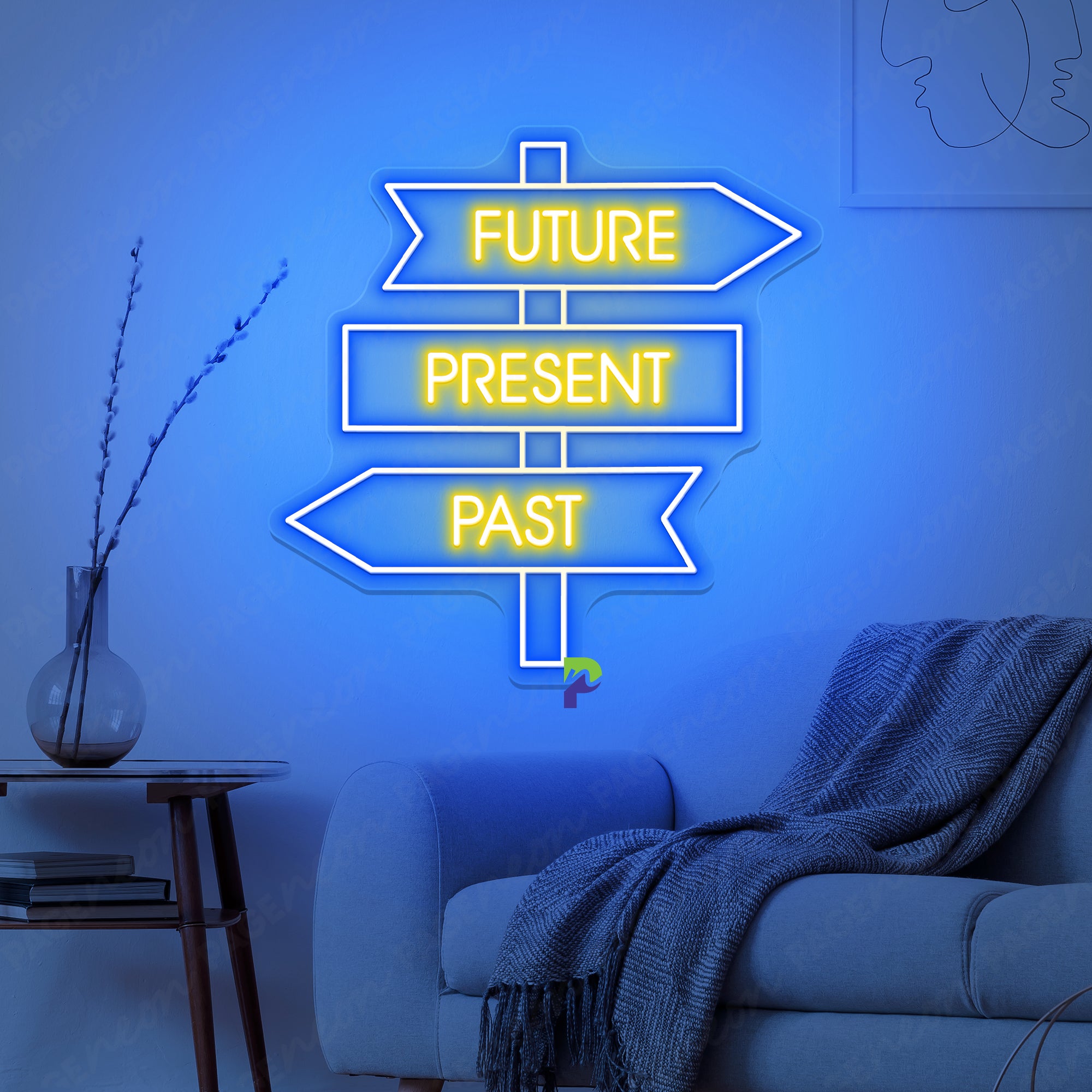 Neon Sign Past Present Future Road Sign Led Light