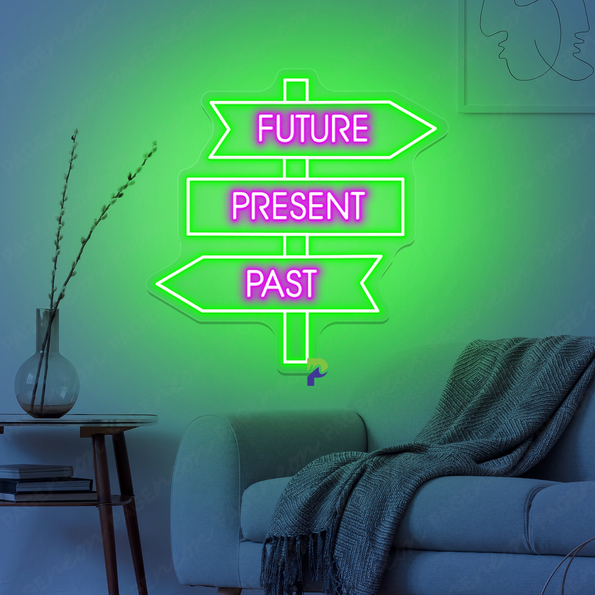 Neon Sign Past Present Future Road Sign Led Light