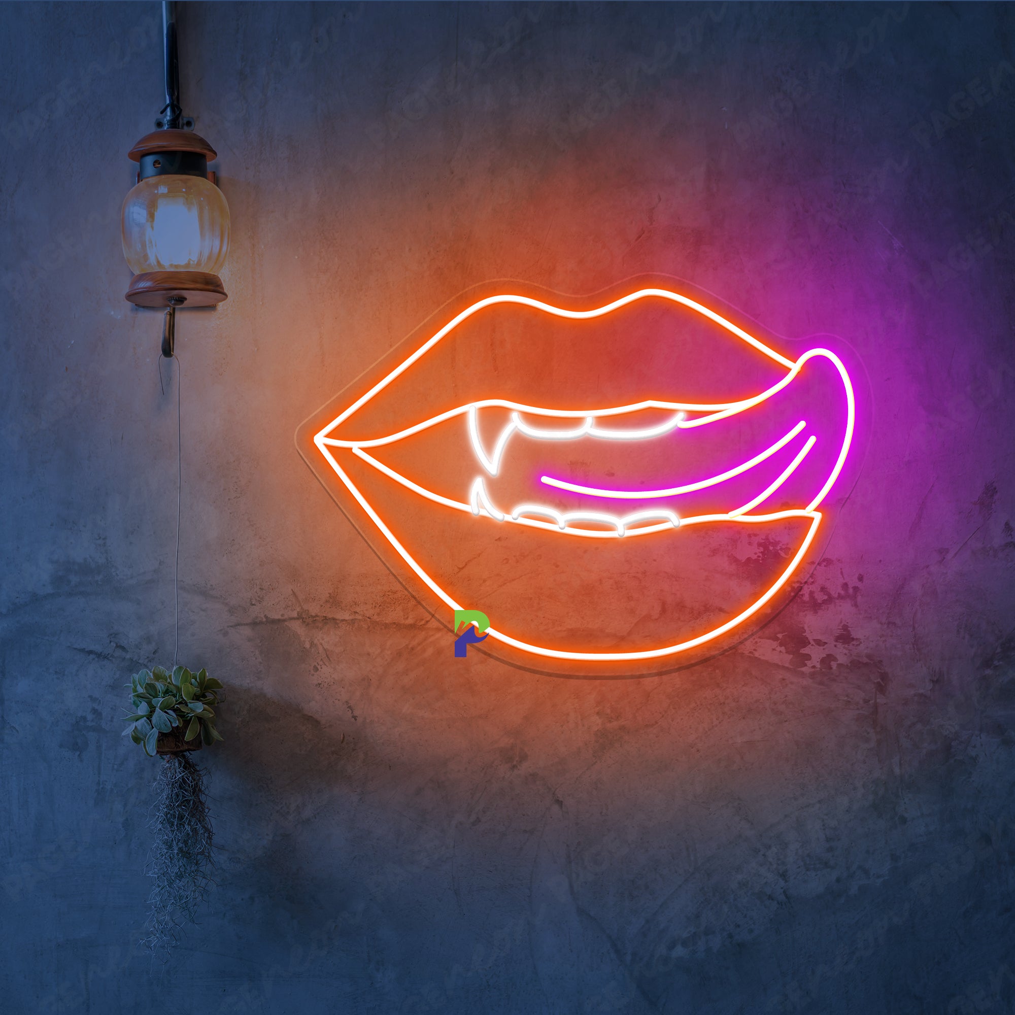 Neon Lips Sign Sexy Dracula Teeth Led Light