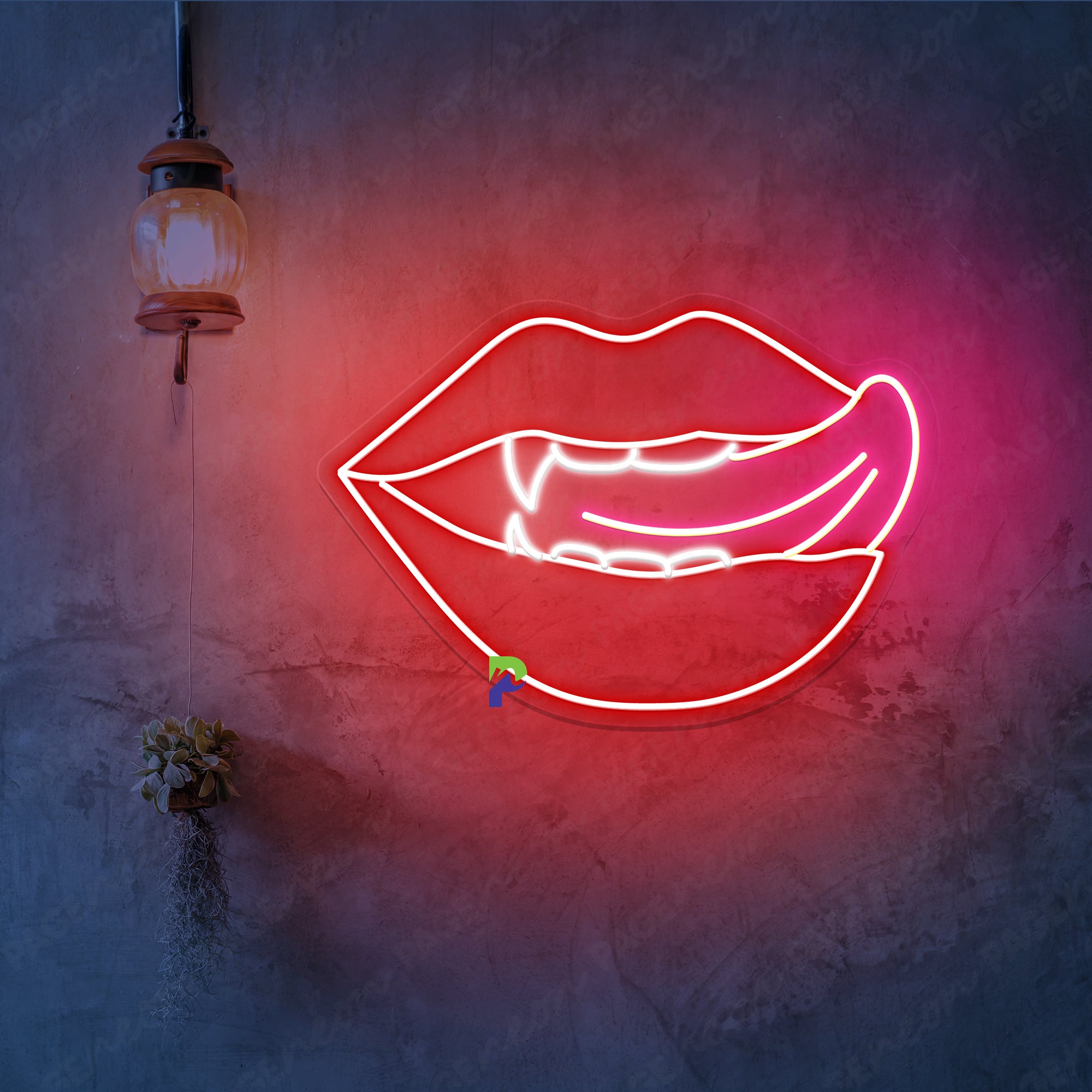 Neon Lips Sign Sexy Dracula Teeth Led Light