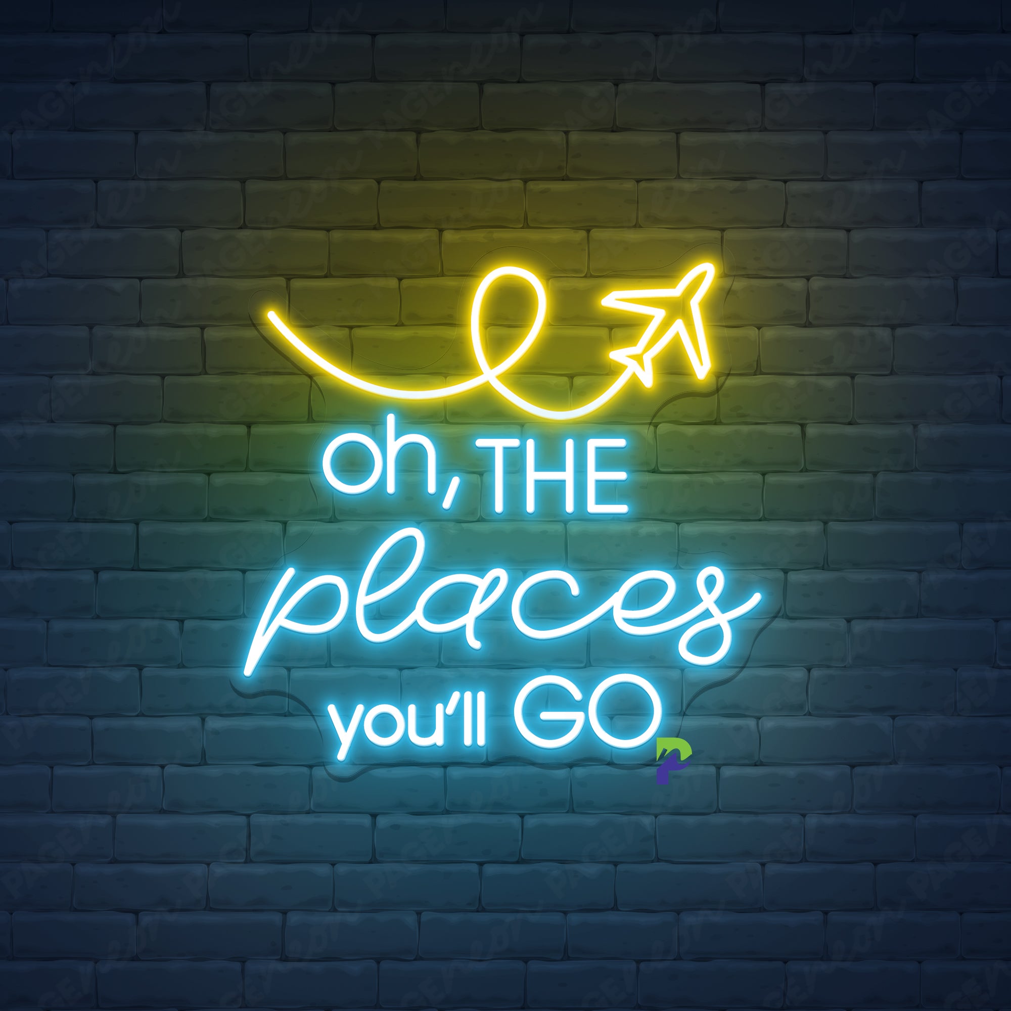 Oh The Places You'll Go Neon Sign Travel Led Light