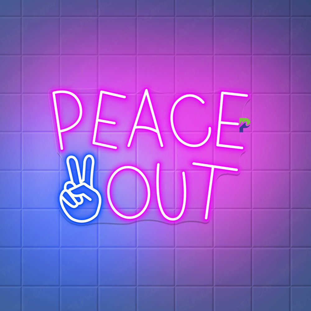 Peace Out Neon Sign Simple Inspirational Led Light - PageNeon