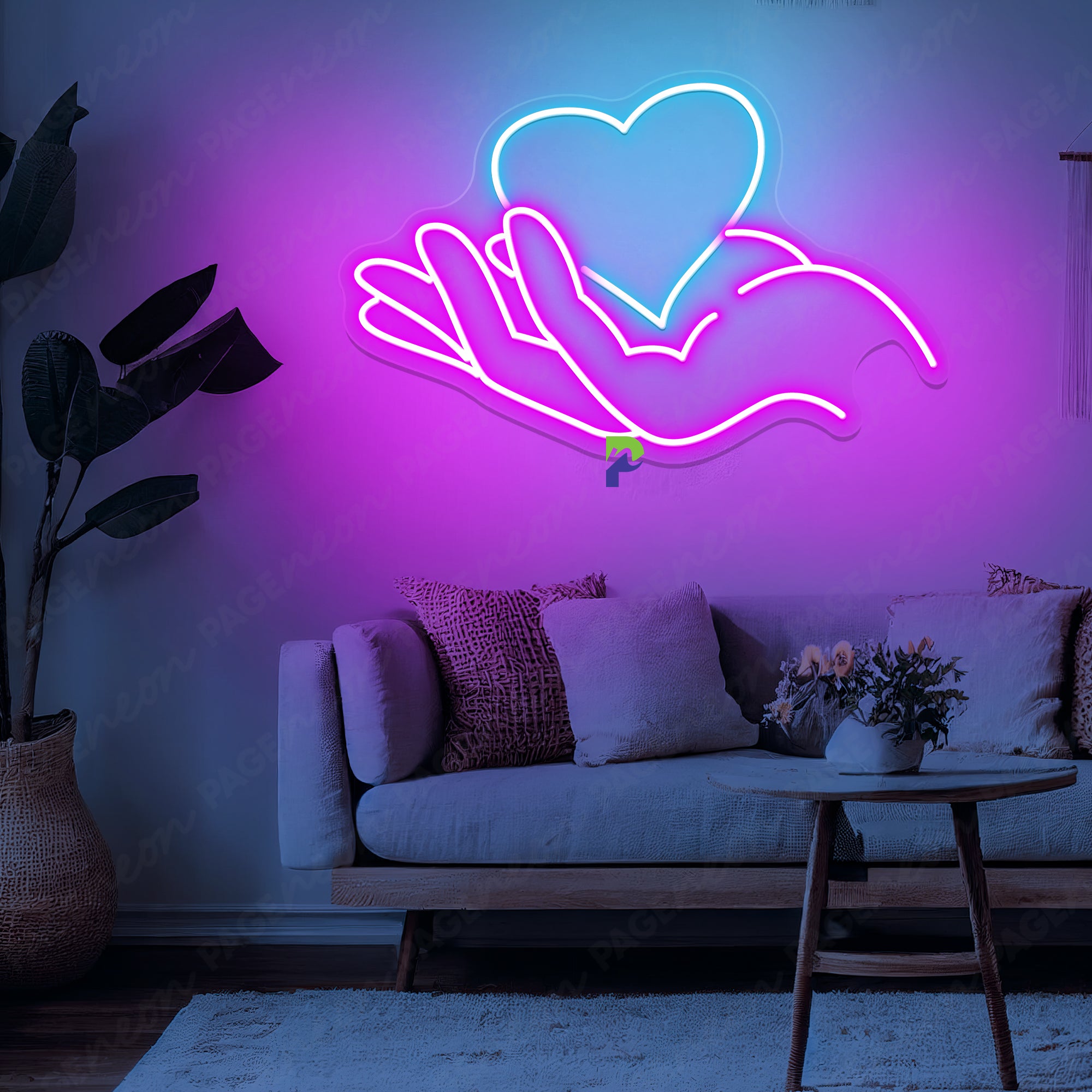 Peace Neon Sign Hand Holding Love Led Light
