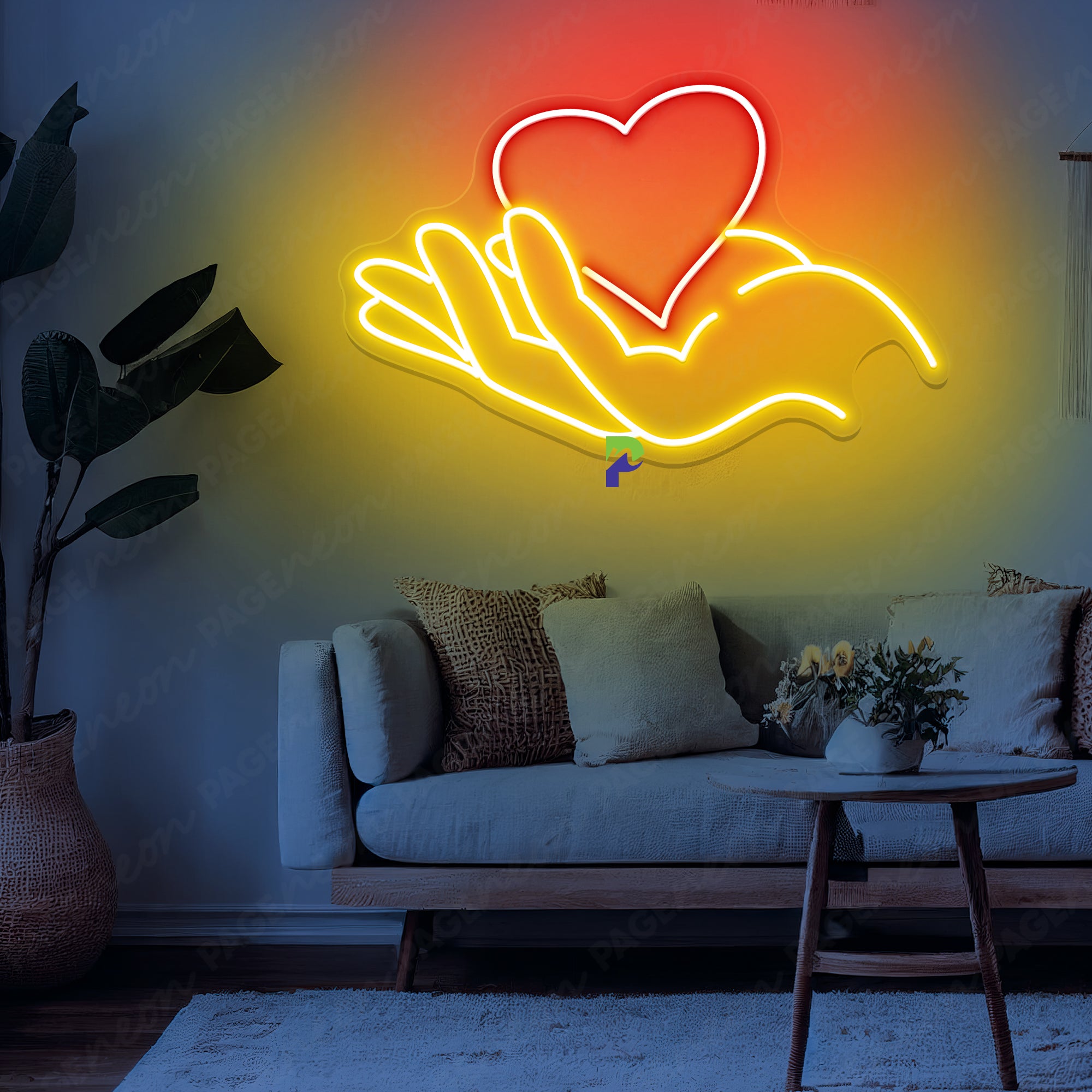 Peace Neon Sign Hand Holding Love Led Light