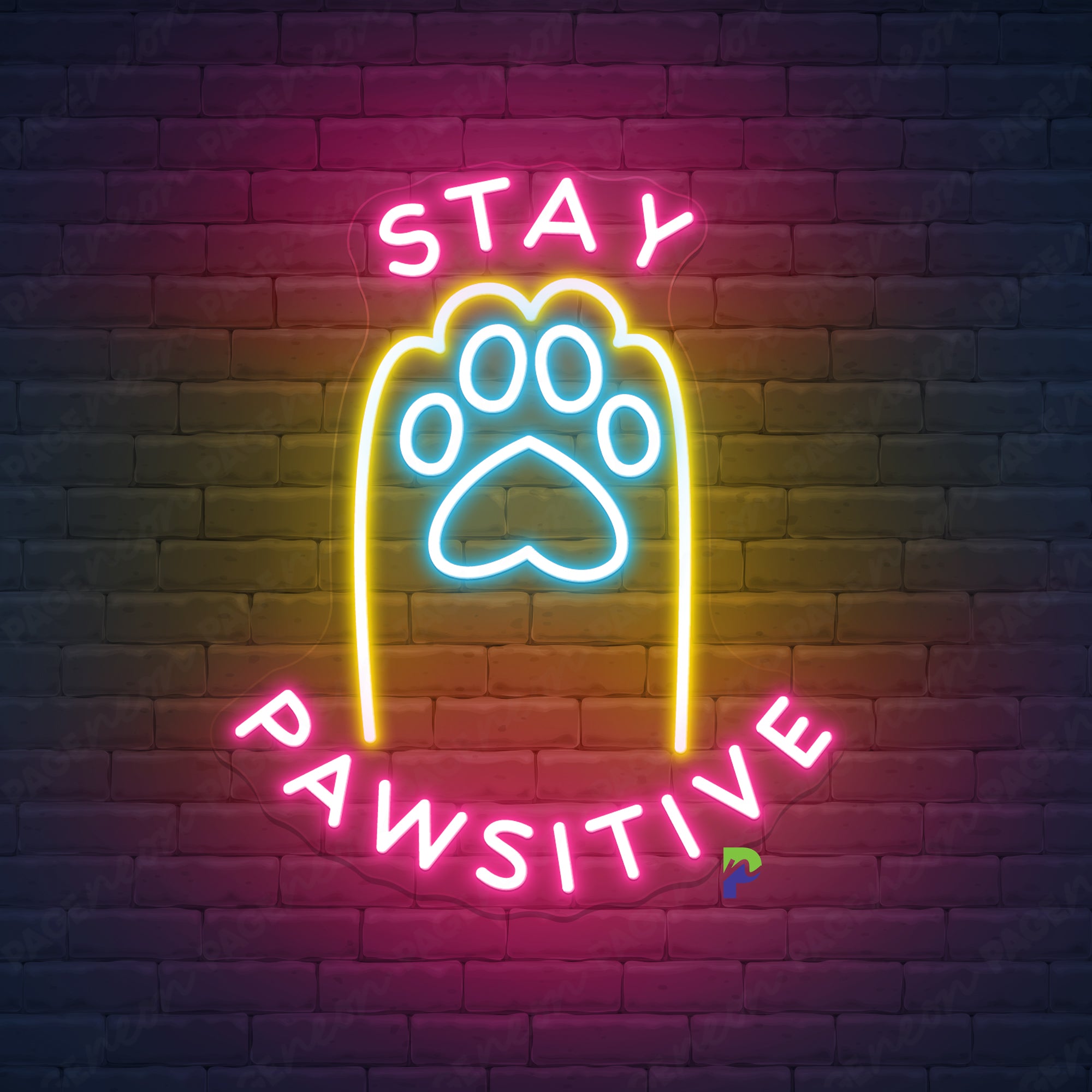 Pet Shop Neon Sign Stay Pawsitive Led Light