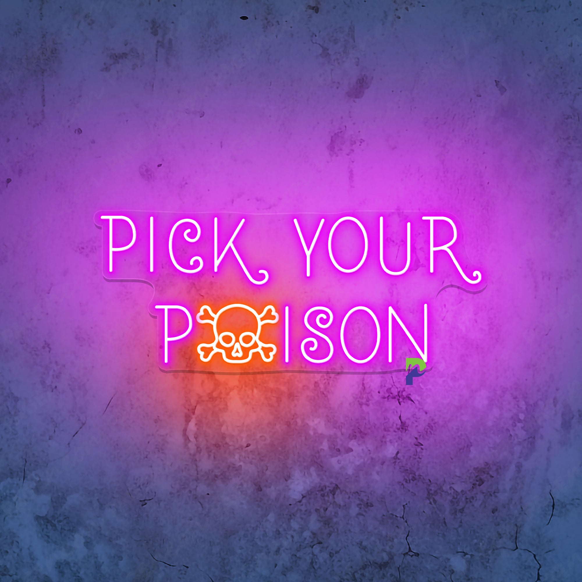 Pick Your Poison Neon Sign Skull Led Light