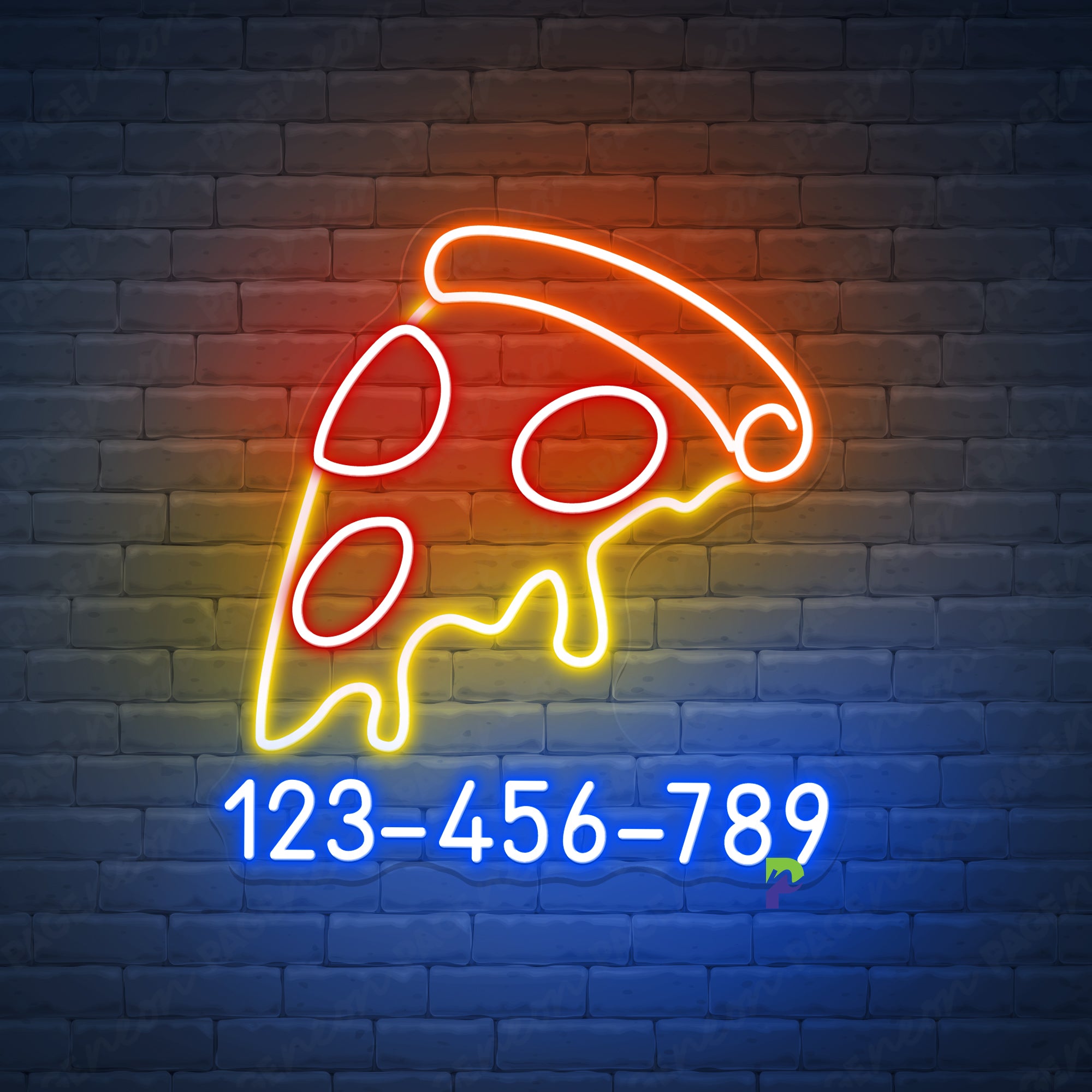 Pizza Neon Sign Custom Phone Number Led Light