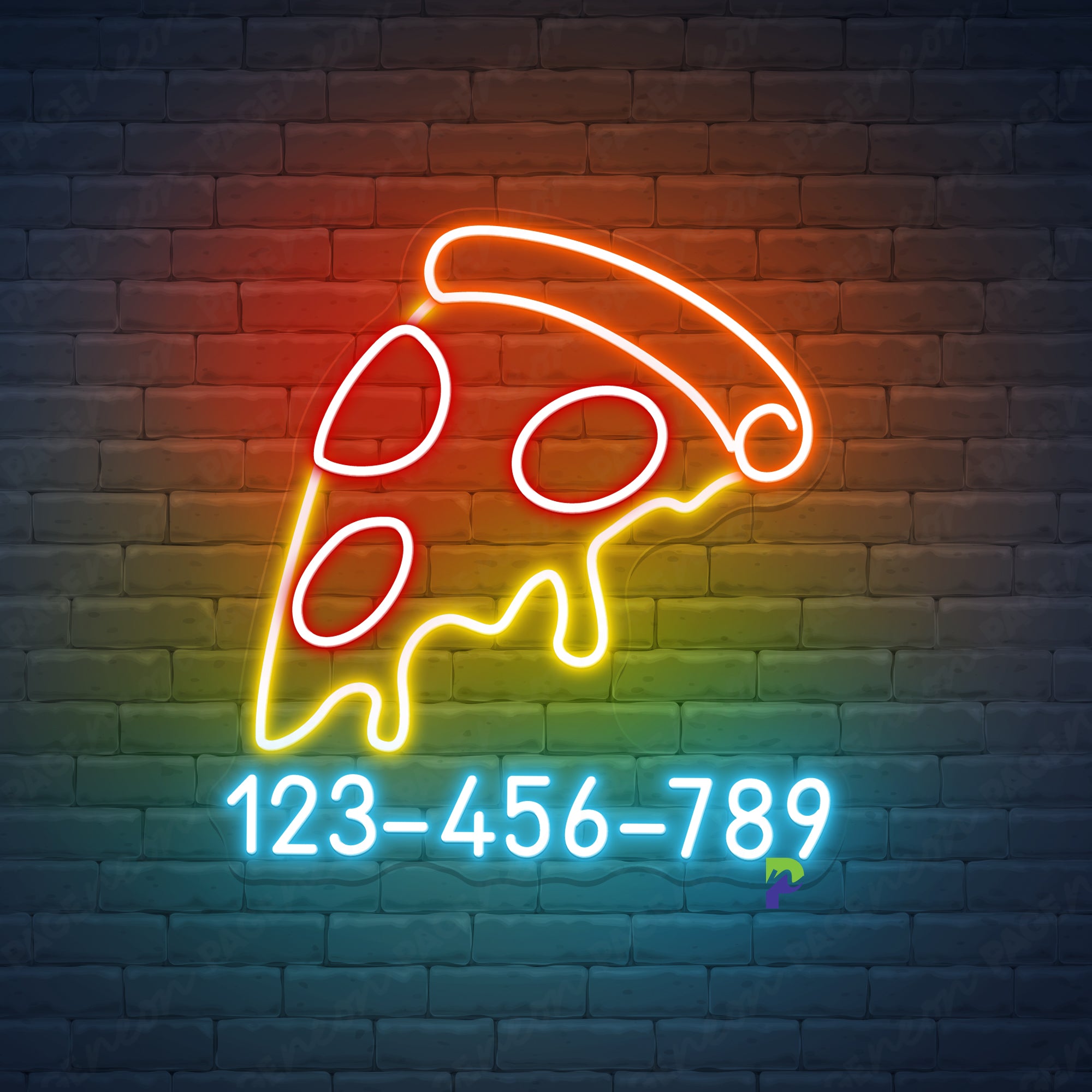Pizza Neon Sign Custom Phone Number Led Light