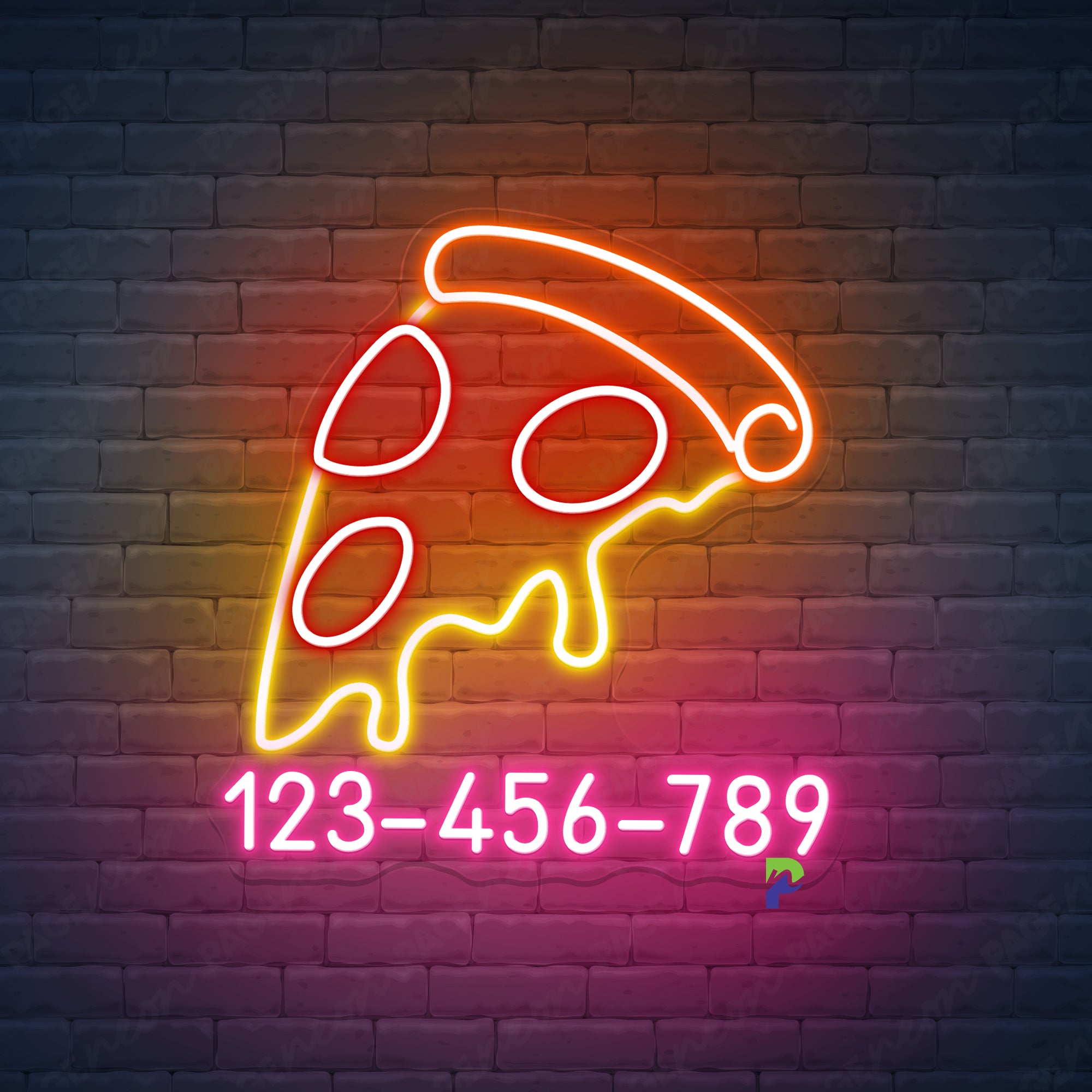 Pizza Neon Sign Custom Phone Number Led Light