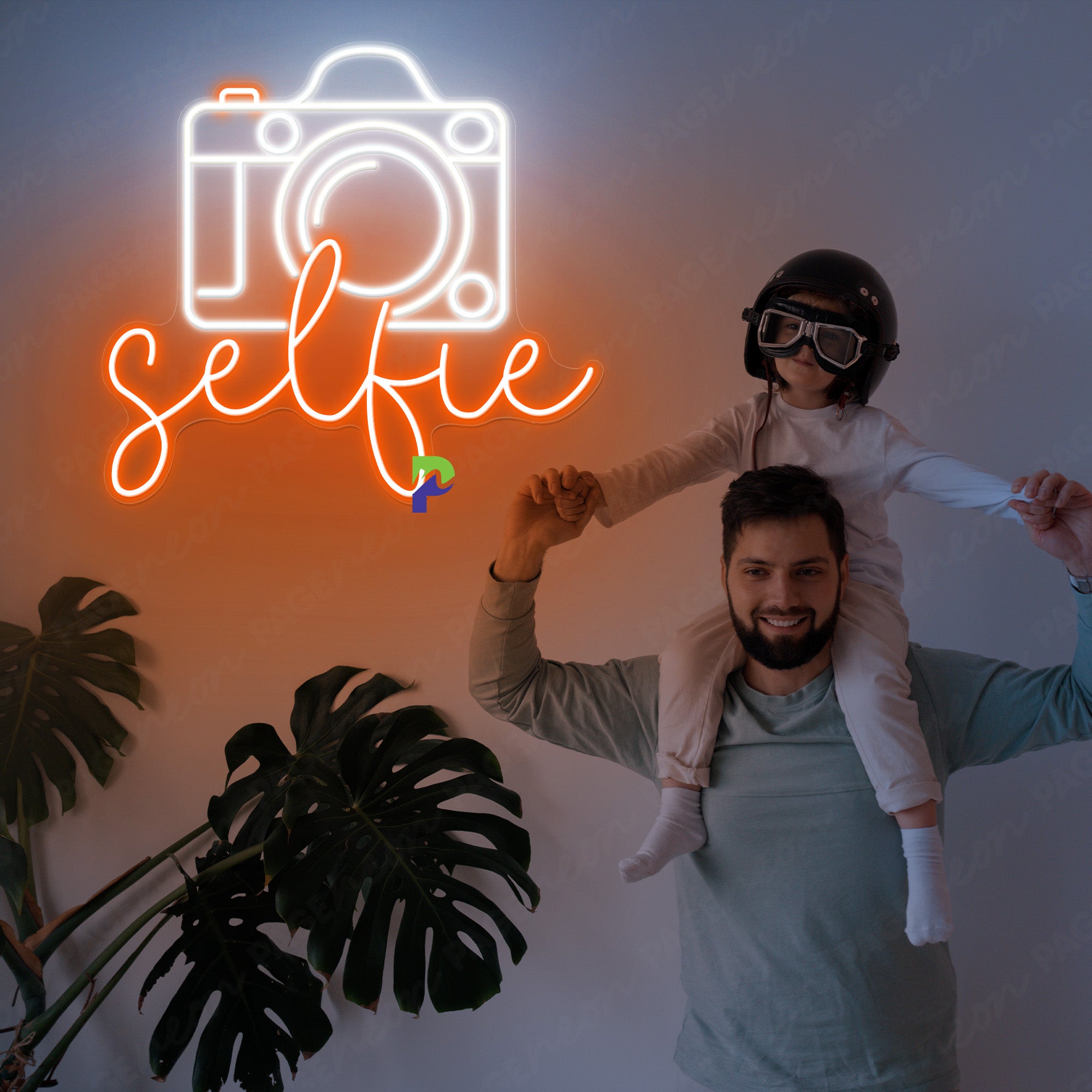 Selfie Neon Sign Party Led Light orange