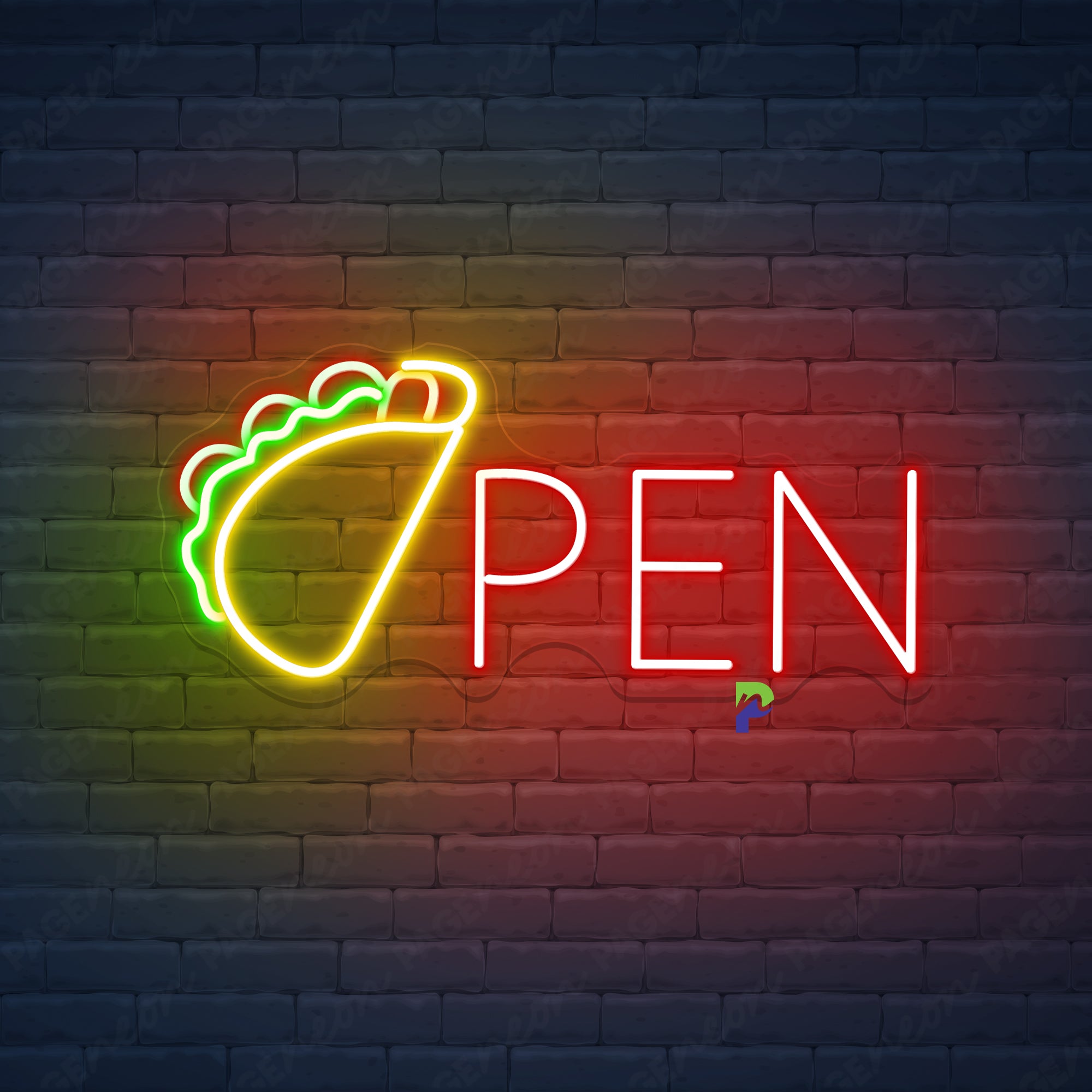 Tacos Open Neon Sign Mexican Food Led Light