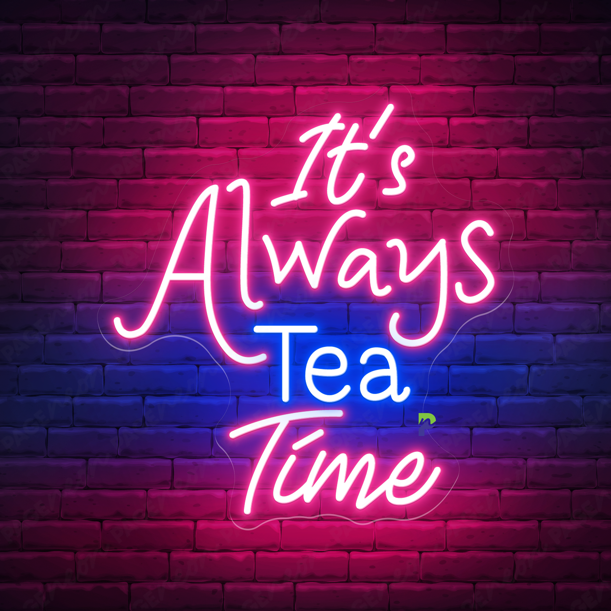 Tea Time Neon Signs Quote Led Light For Business