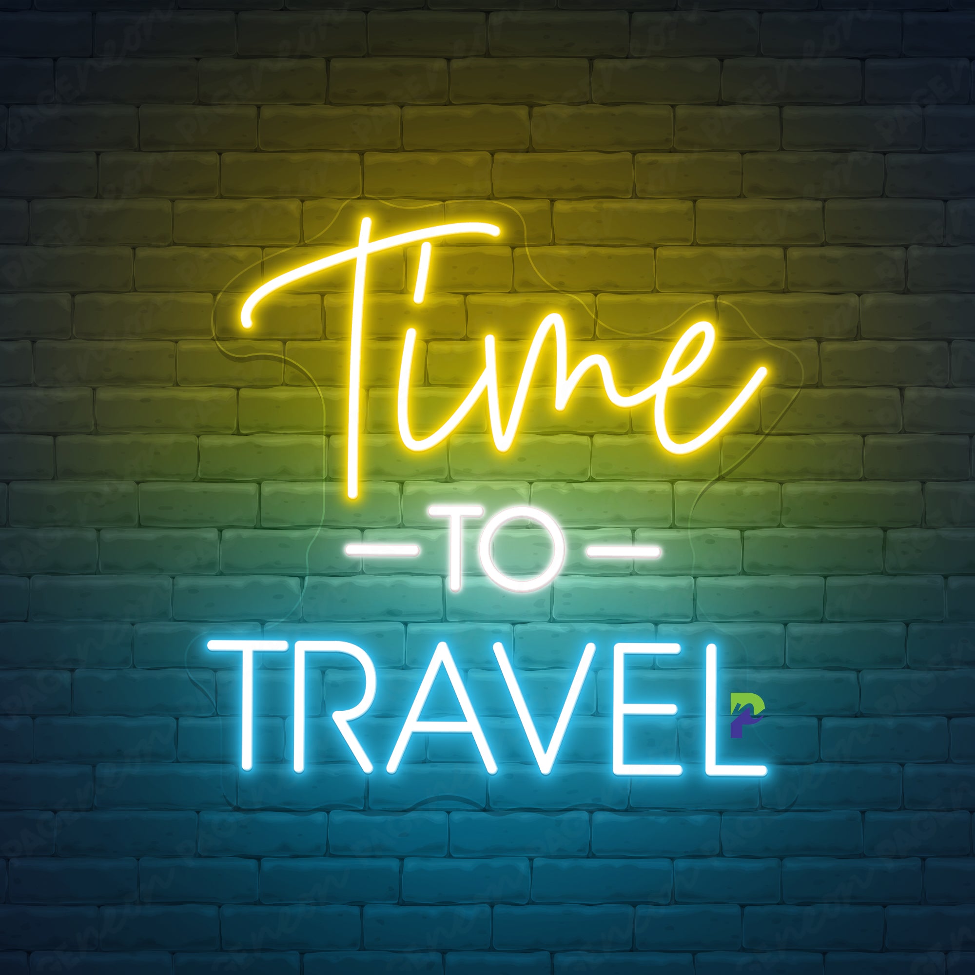 Time To Travel Neon Signs Quote Led Light