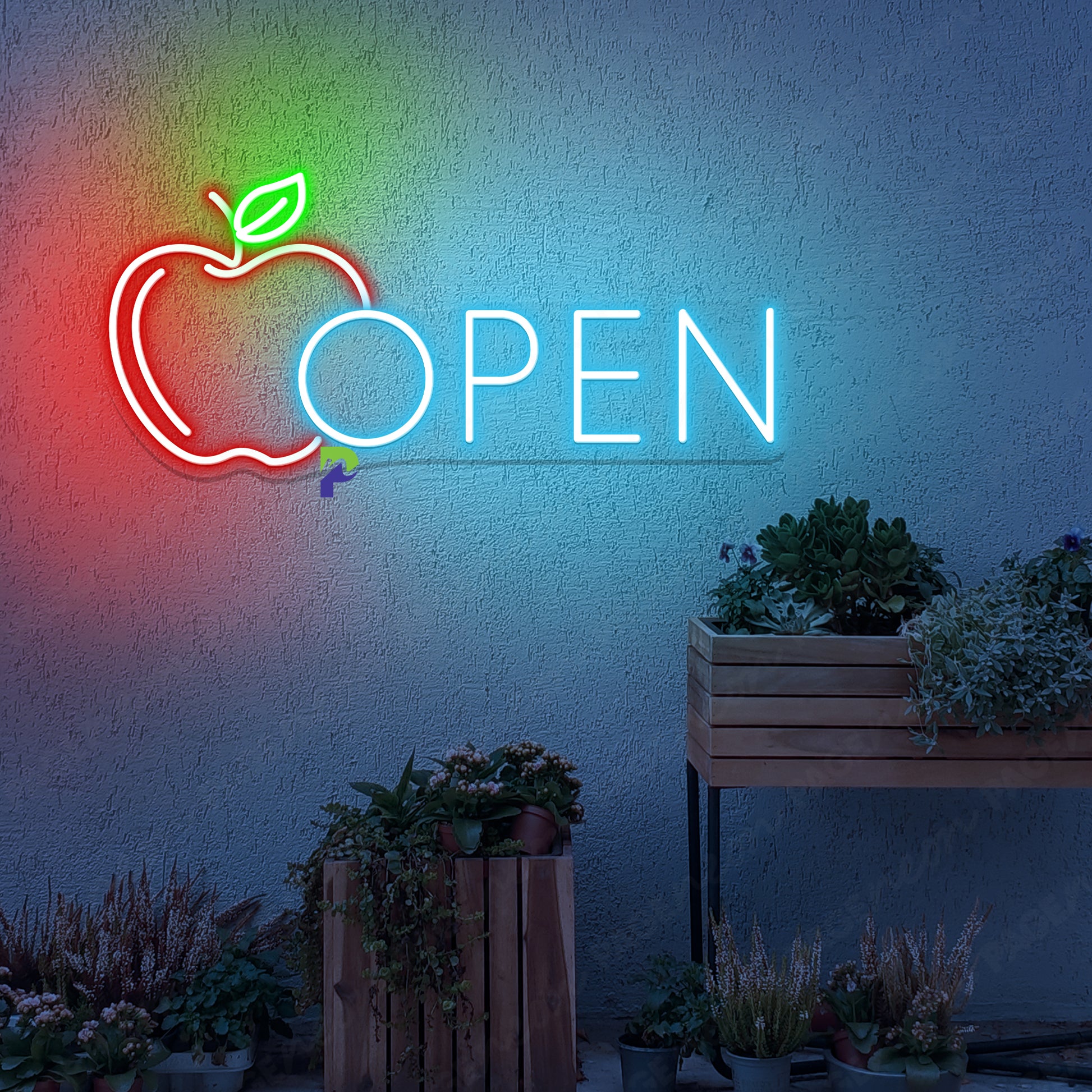 Neon Apple Open Sign Business Led Light