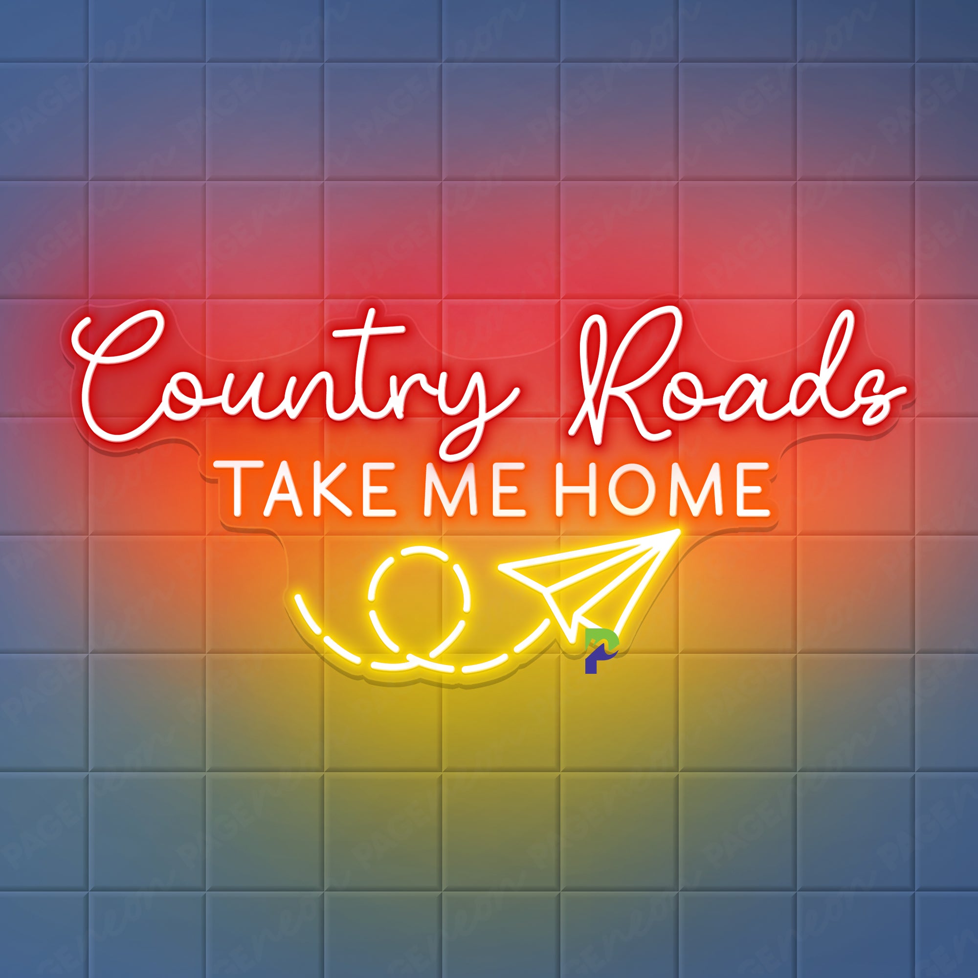 Country Roads Take Me Home Neon Sign Vintage Light