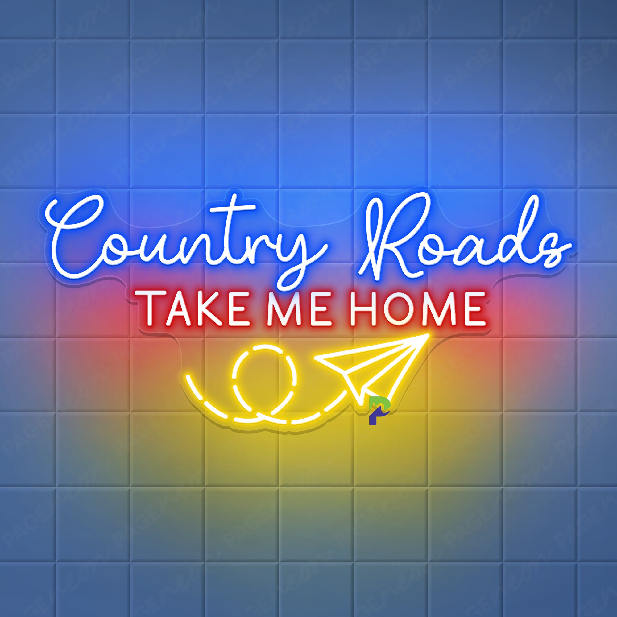 Country Roads Take Me Home Neon Sign Vintage Light