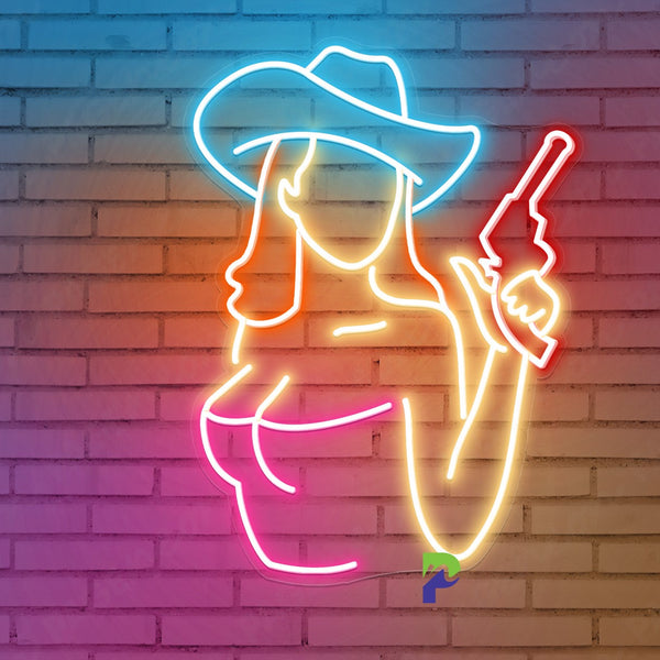 Cowgirl Neon Sign Led Light For Man Cave - PageNeon
