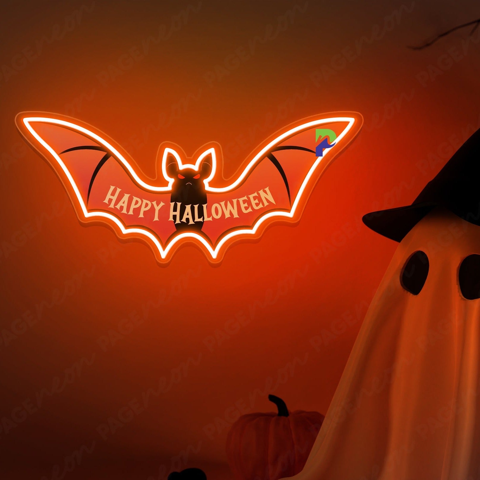 Bat Neon Sign Happy Halloween Led Light 1