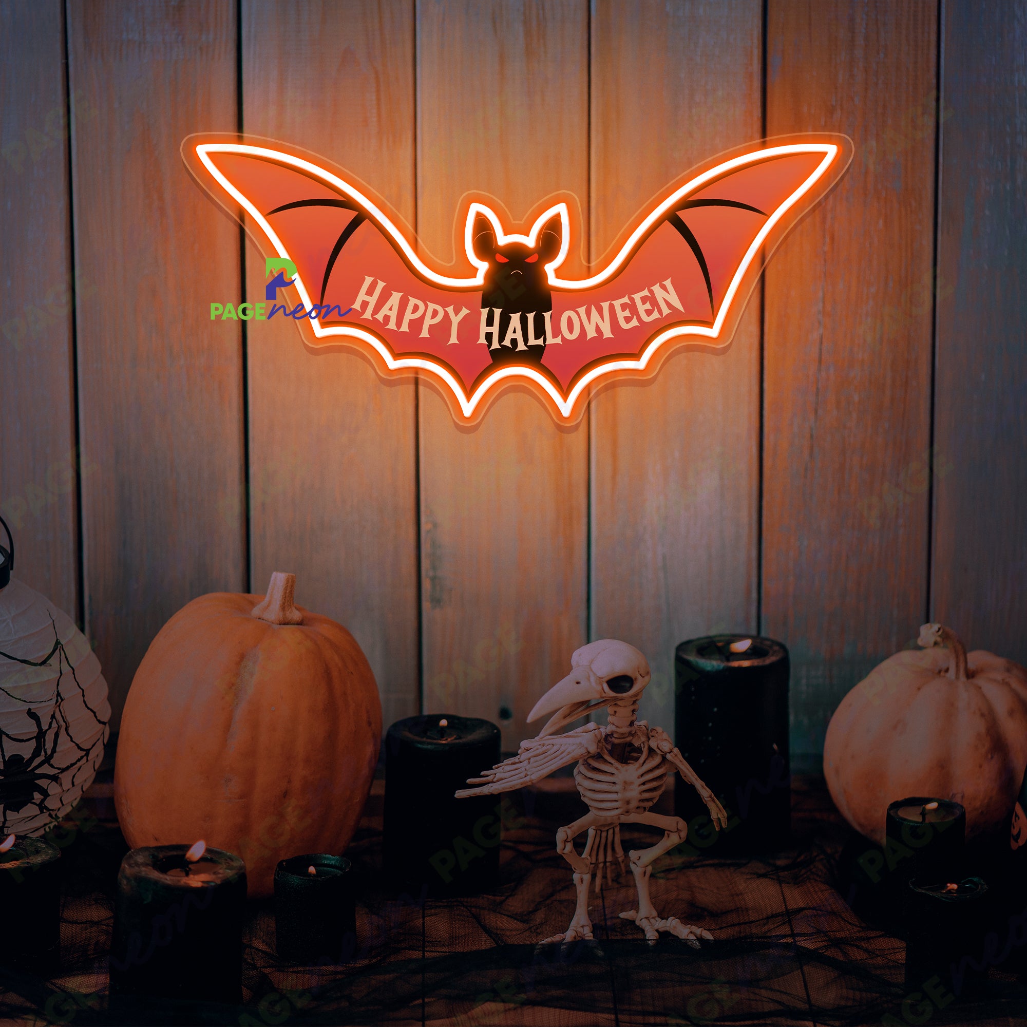 Bat Neon Sign Happy Halloween Led Light 2