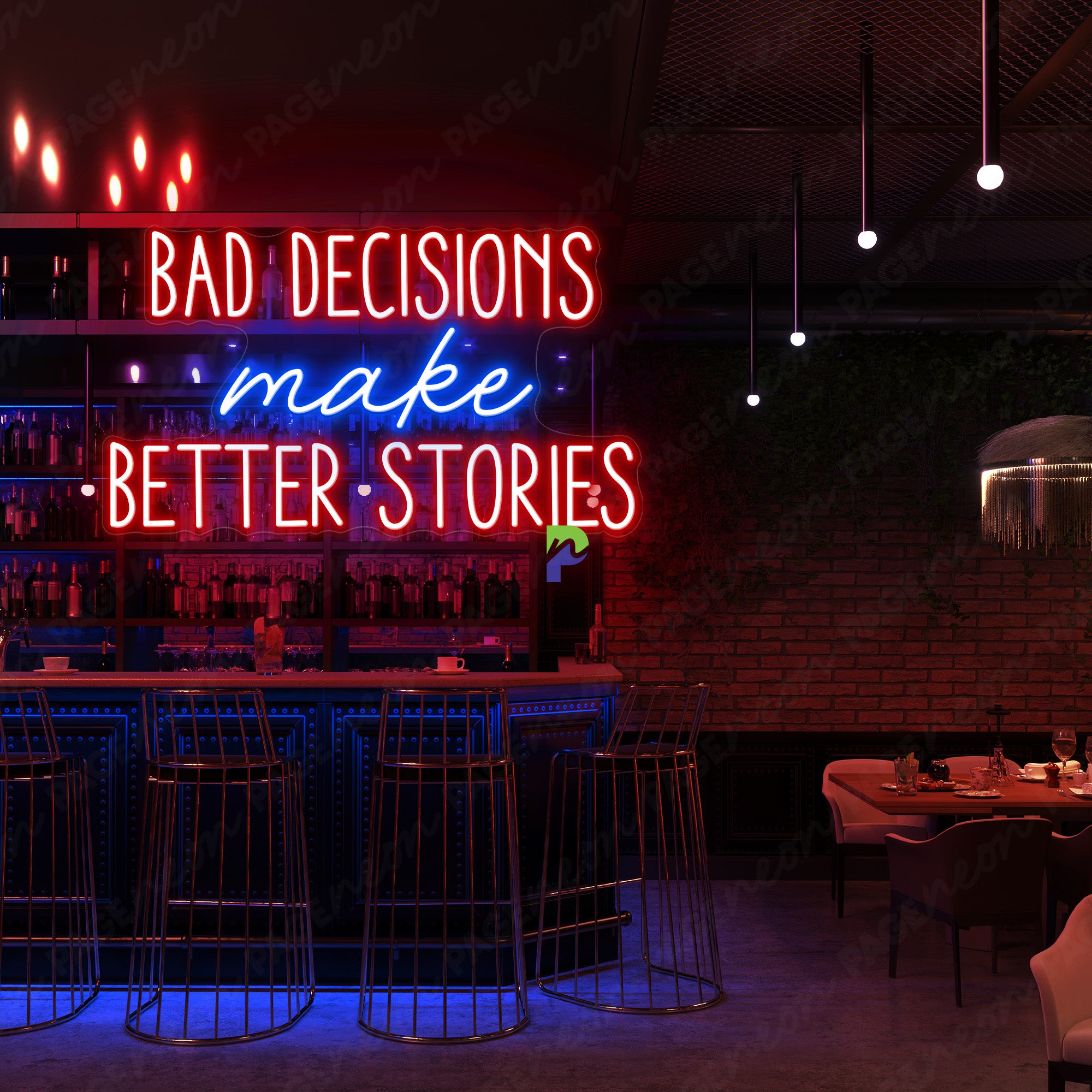 Neon Bad Decisions Make Better Stories Sign Led Light