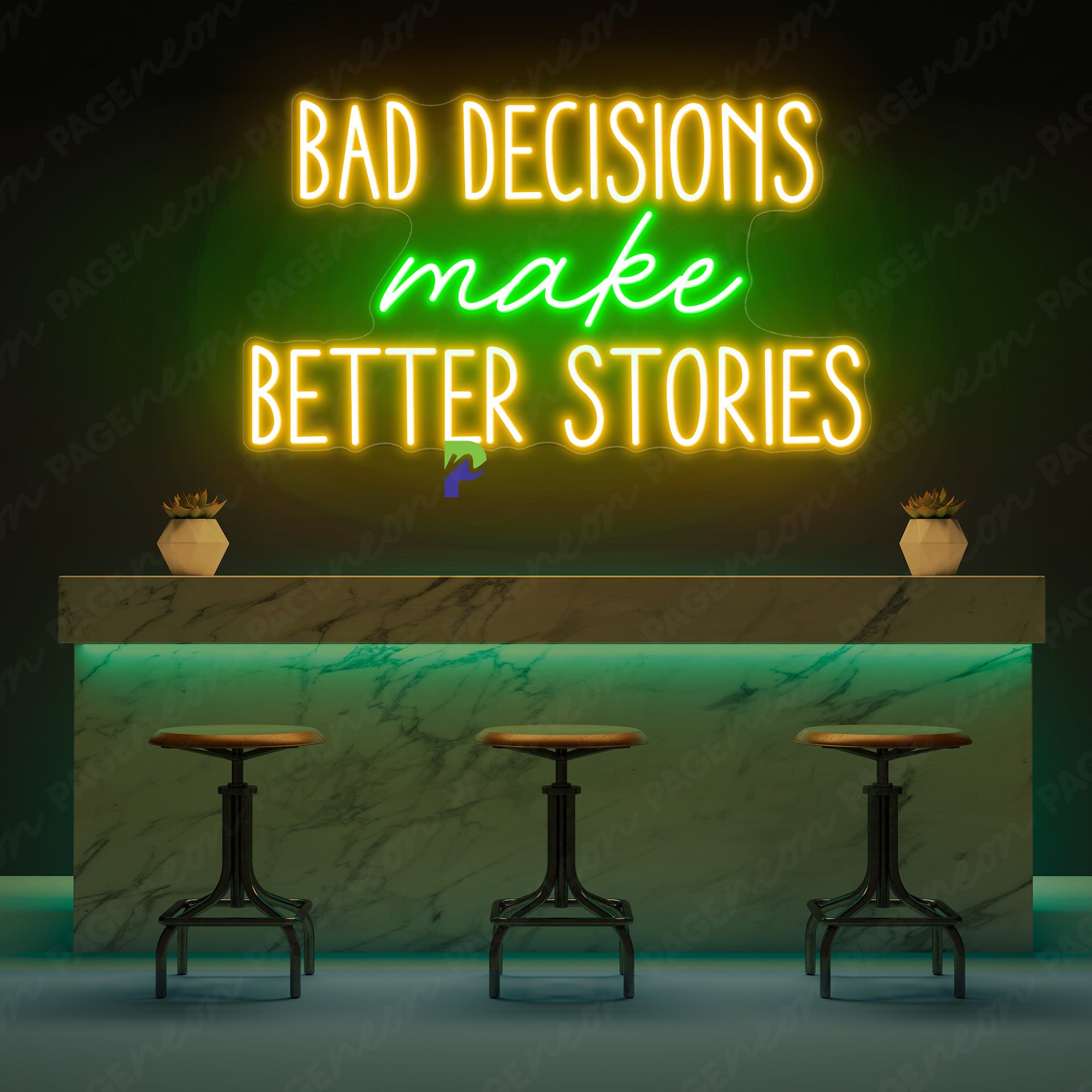 Neon Bad Decisions Make Better Stories Sign Led Light