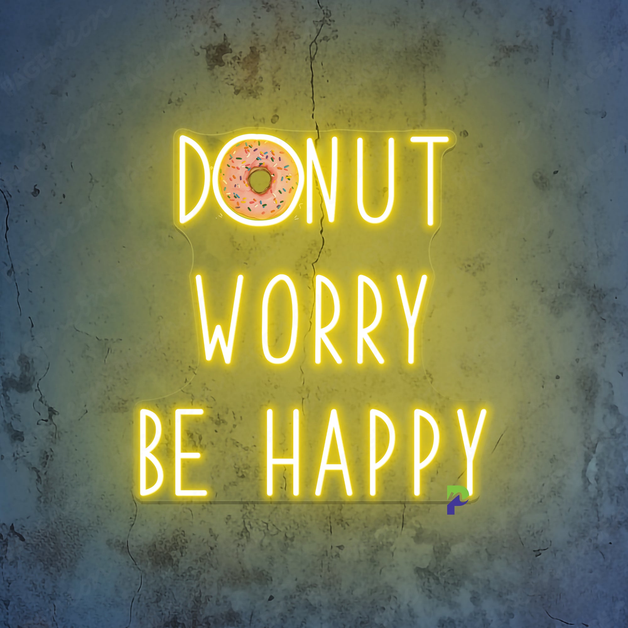 Donut Worry Be Happy Neon Sign Led Light