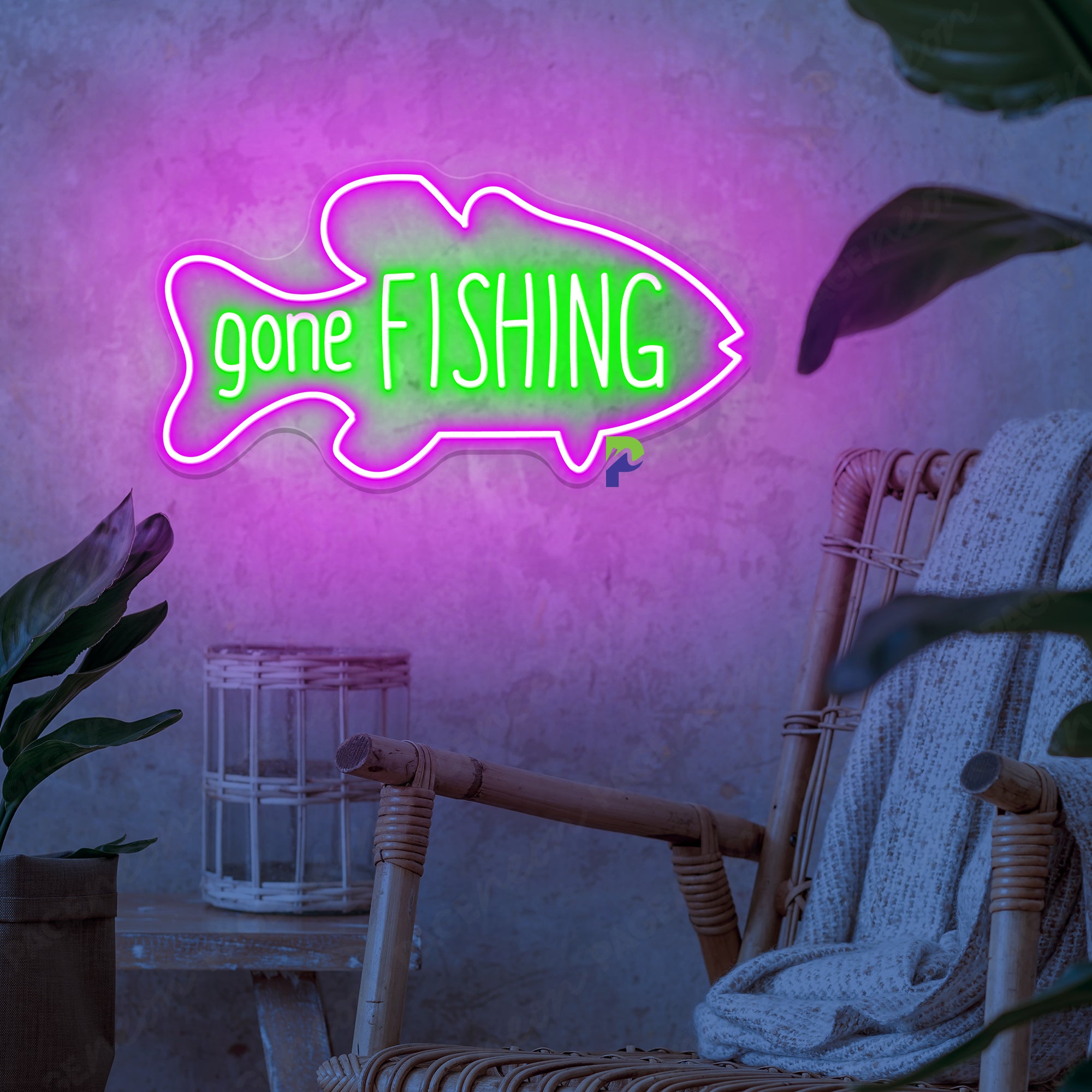 Gone Fishing Neon Sign Close Led Light For Restaurant