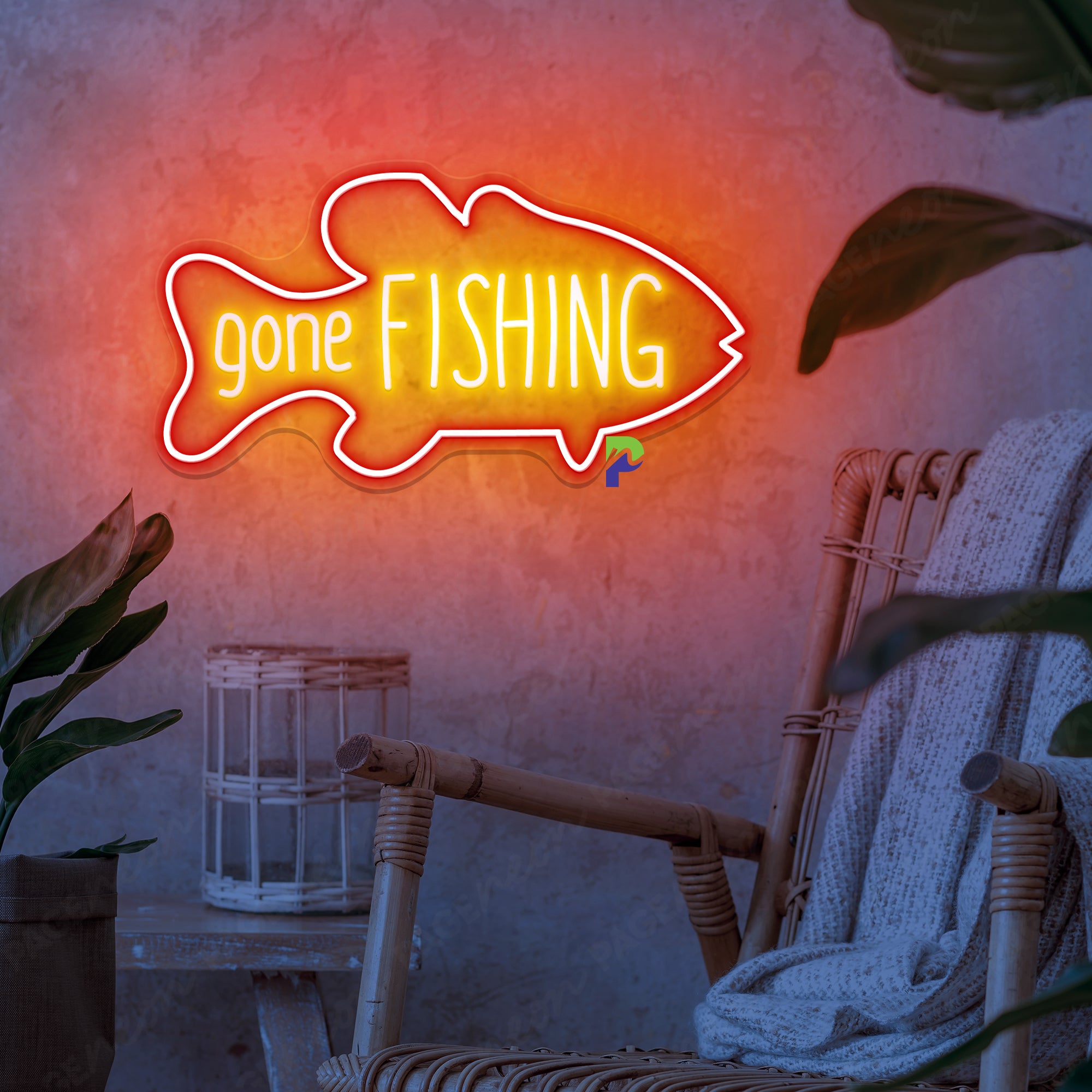 Gone Fishing Neon Sign Close Led Light For Restaurant