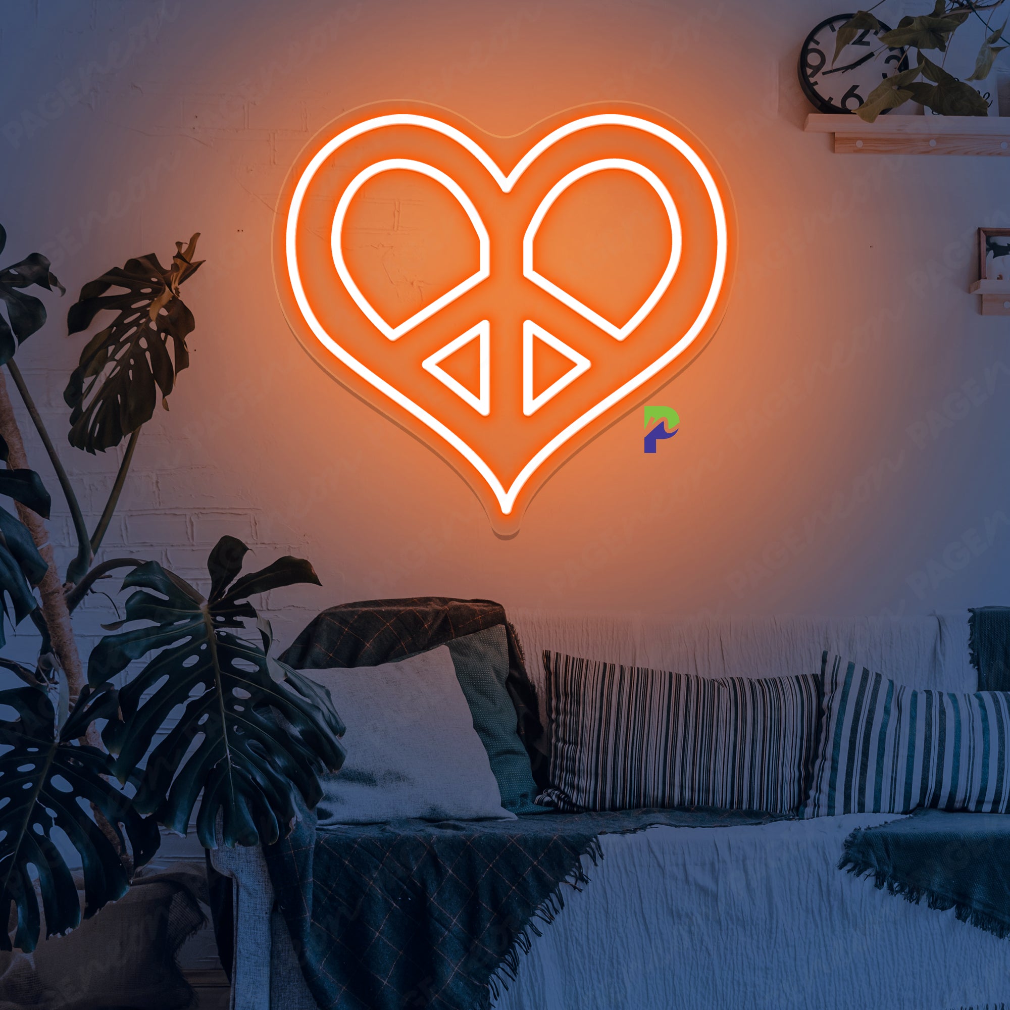 Heart Peace Neon Sign Iconic Simple Led Light