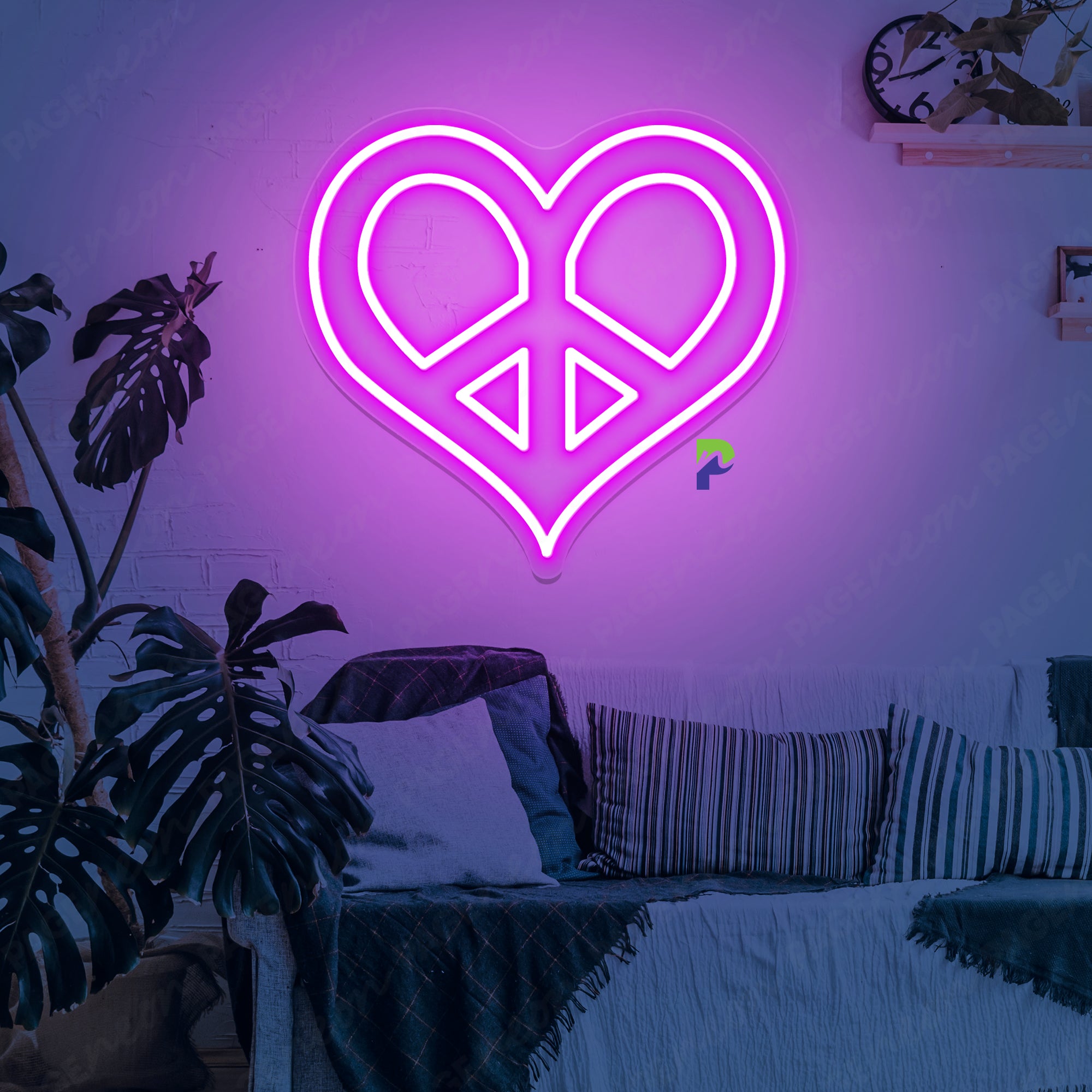 Heart Peace Neon Sign Iconic Simple Led Light