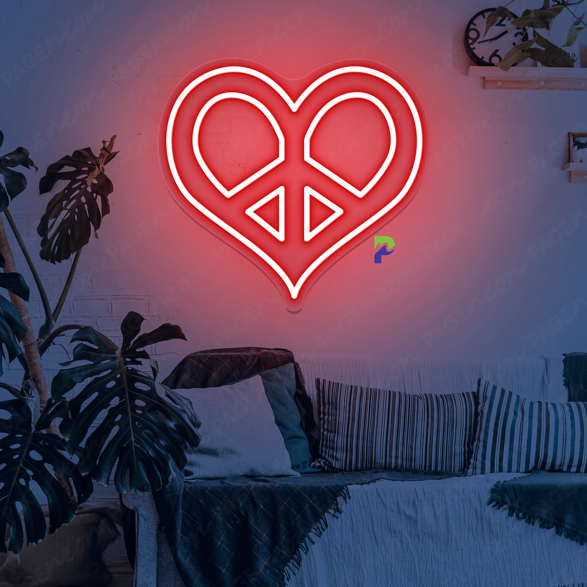 Heart Peace Neon Sign Iconic Simple Led Light