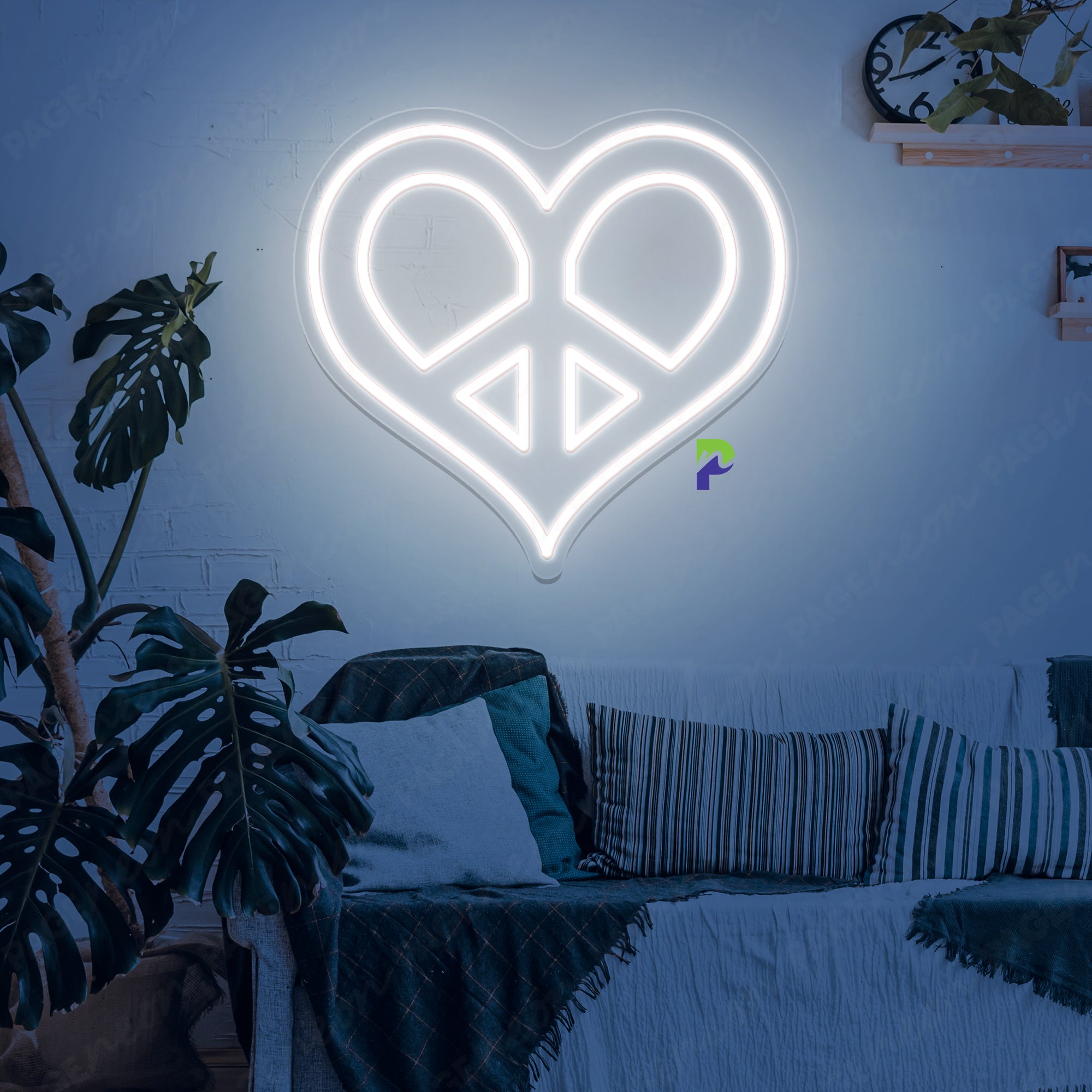 Heart Peace Neon Sign Iconic Simple Led Light