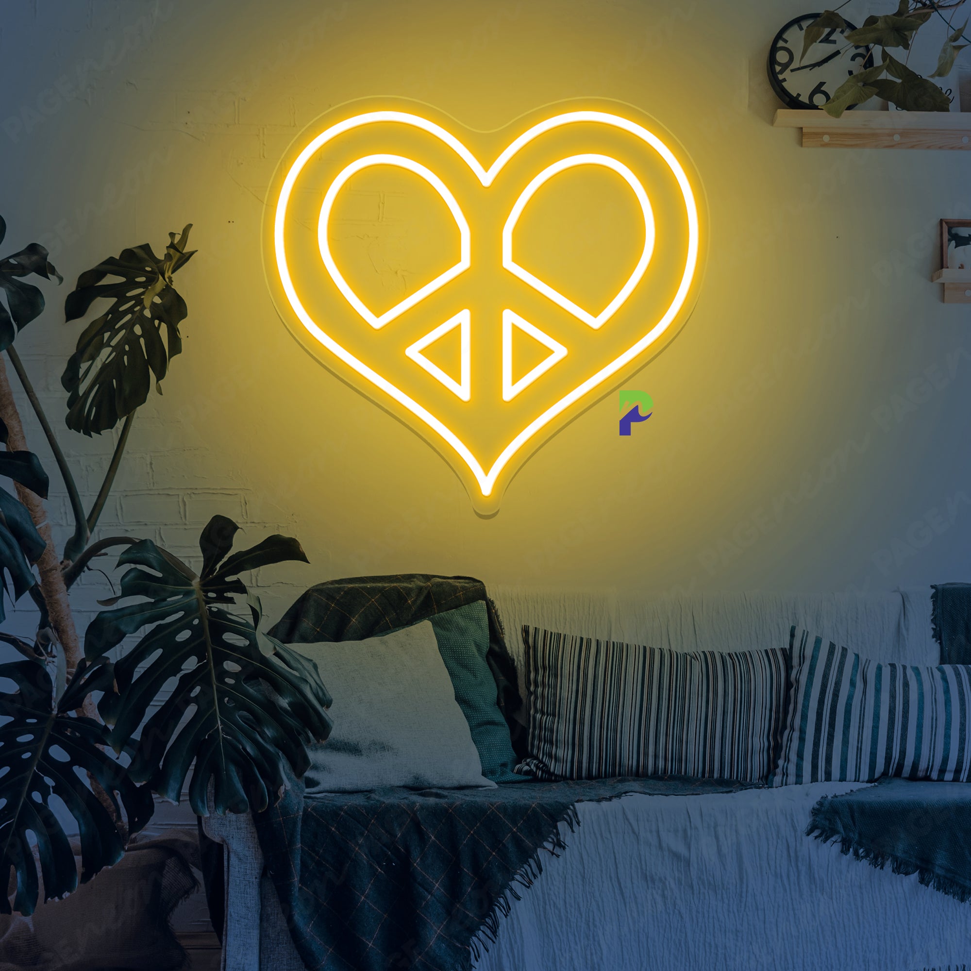 Heart Peace Neon Sign Iconic Simple Led Light