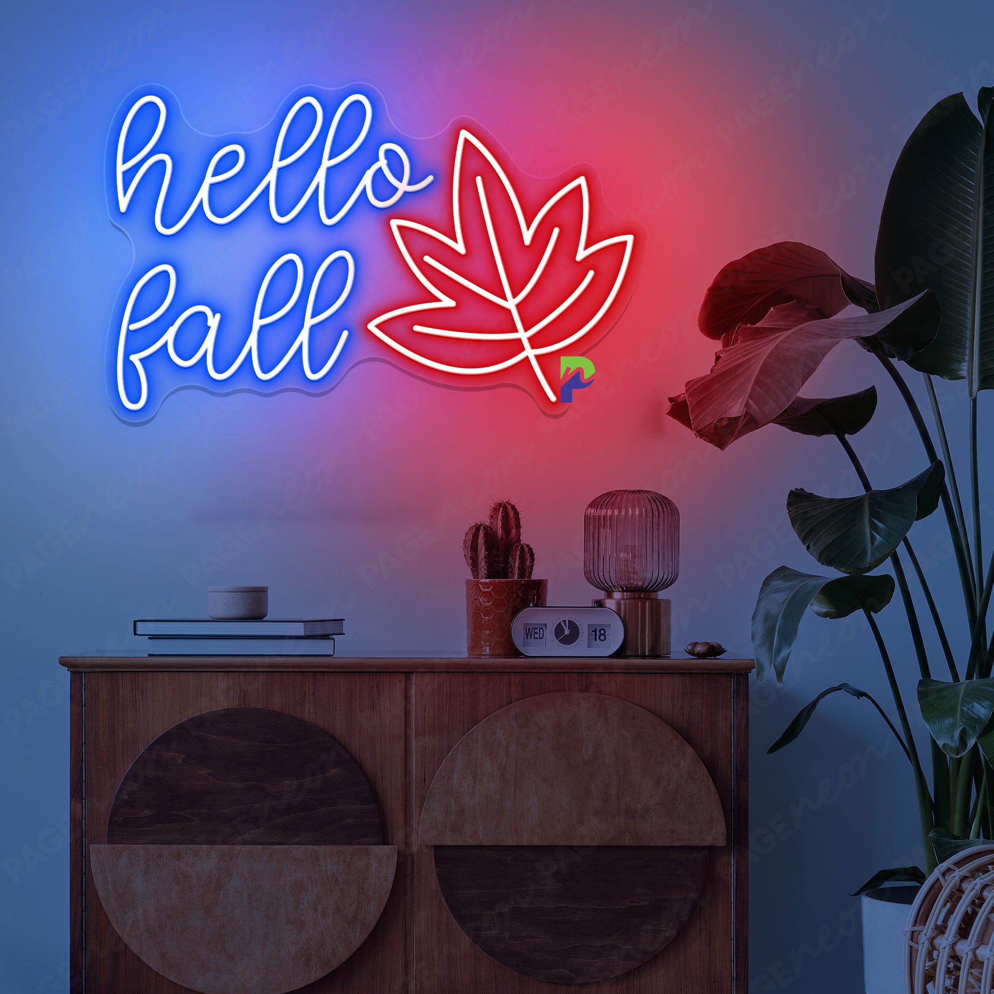 Hello Fall Neon Sign Autumn Leaf Led Light